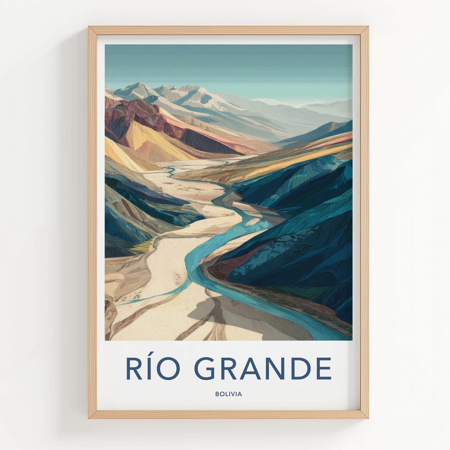 Rio Grande Poster - Bolivia Wall Art - Winding River Valley Home Decor