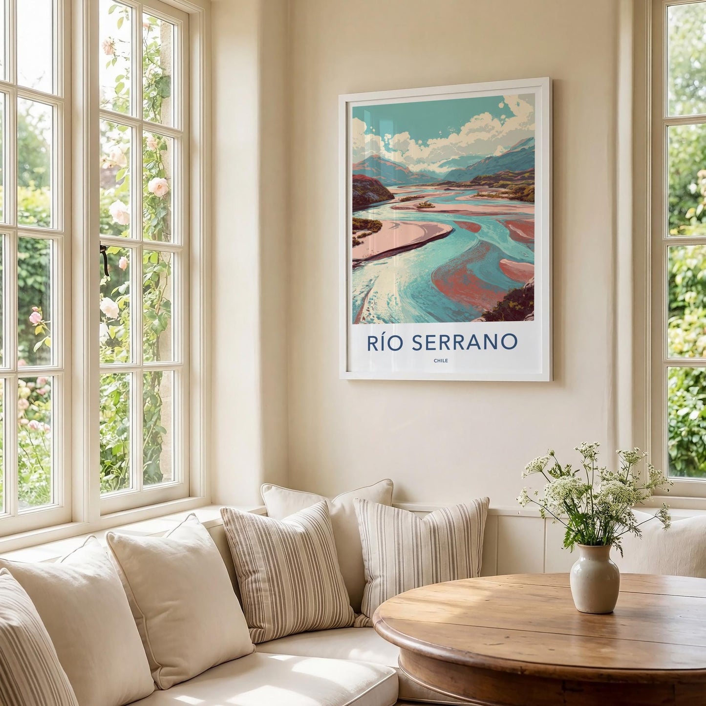 Rio Serrano Poster - Chile Travel Art - Colorful River Scene Wall Decor