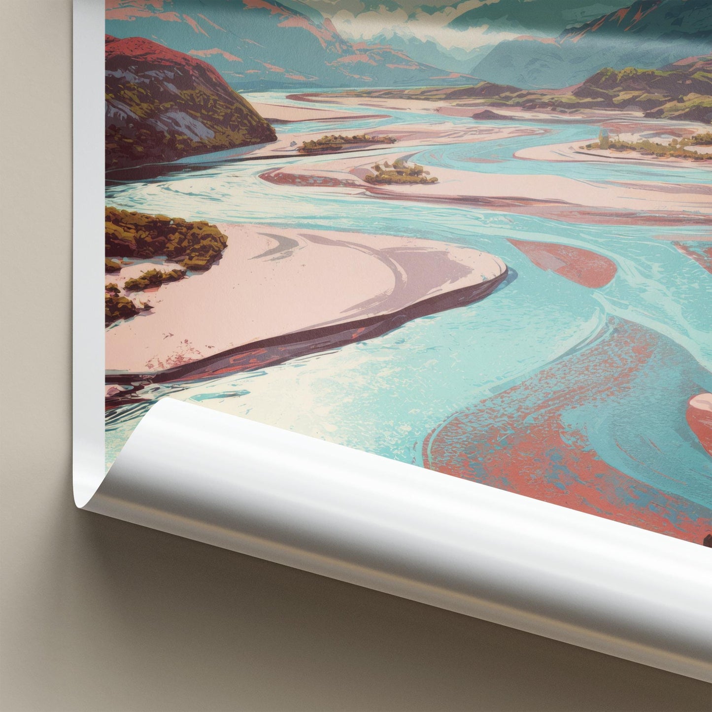 Rio Serrano Poster - Chile Travel Art - Colorful River Scene Wall Decor