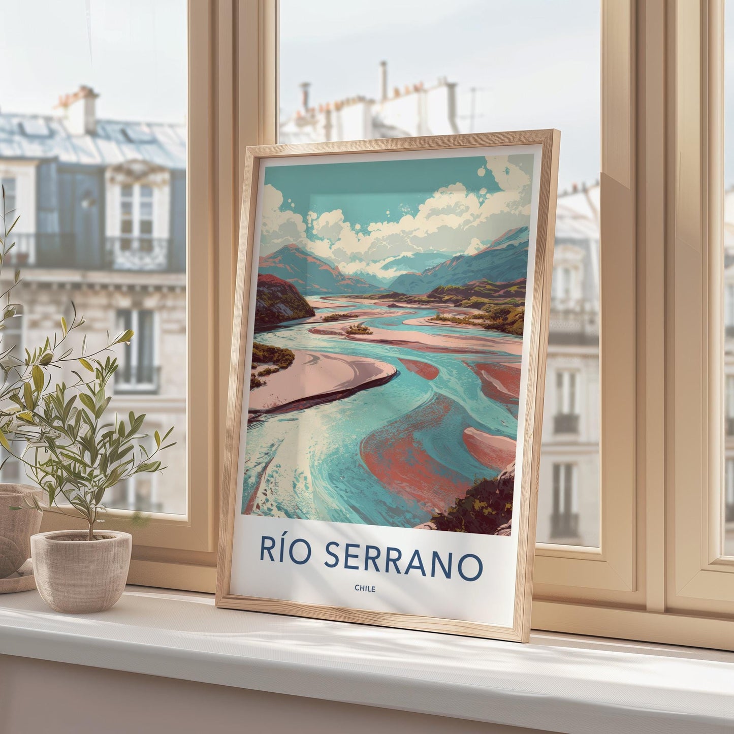 Rio Serrano Poster - Chile Travel Art - Colorful River Scene Wall Decor