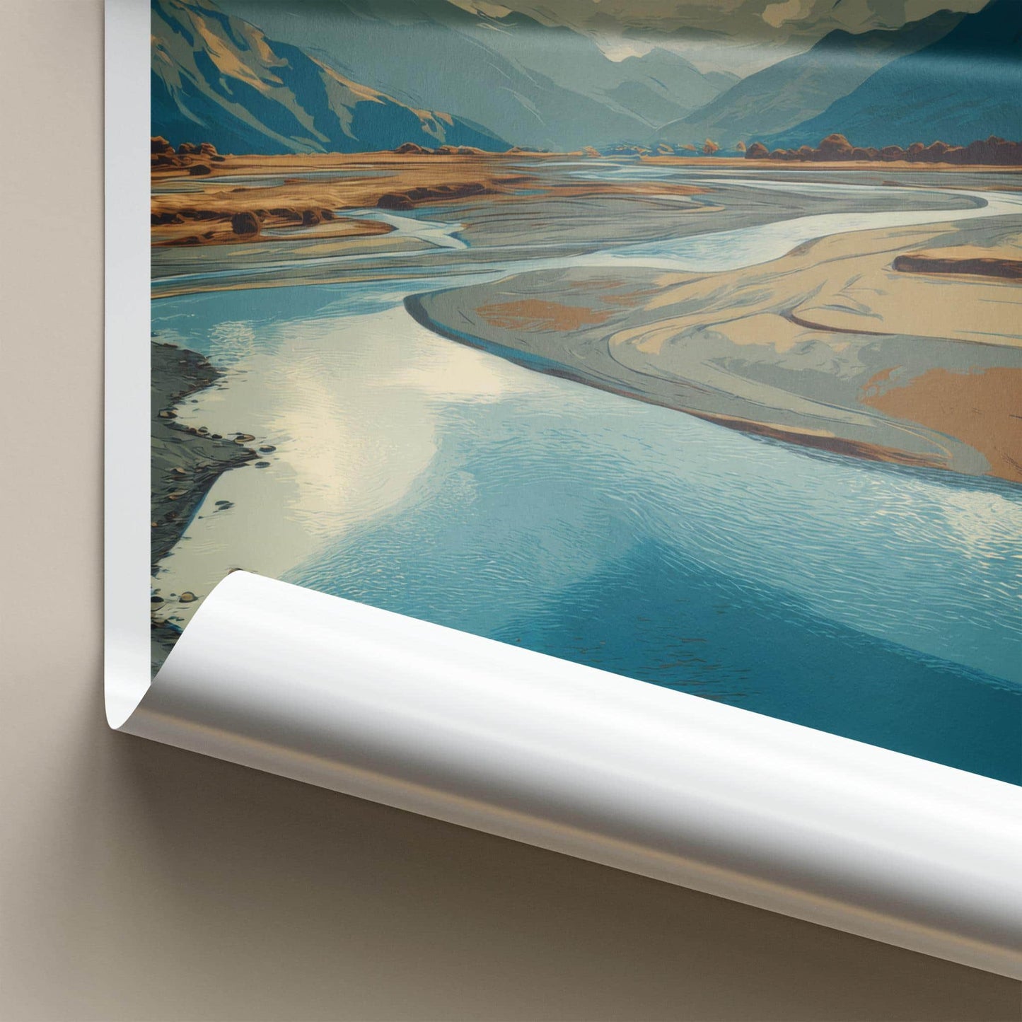 Rio Serrano Poster - Chile Travel Art - Winding River Landscape Wall Decor