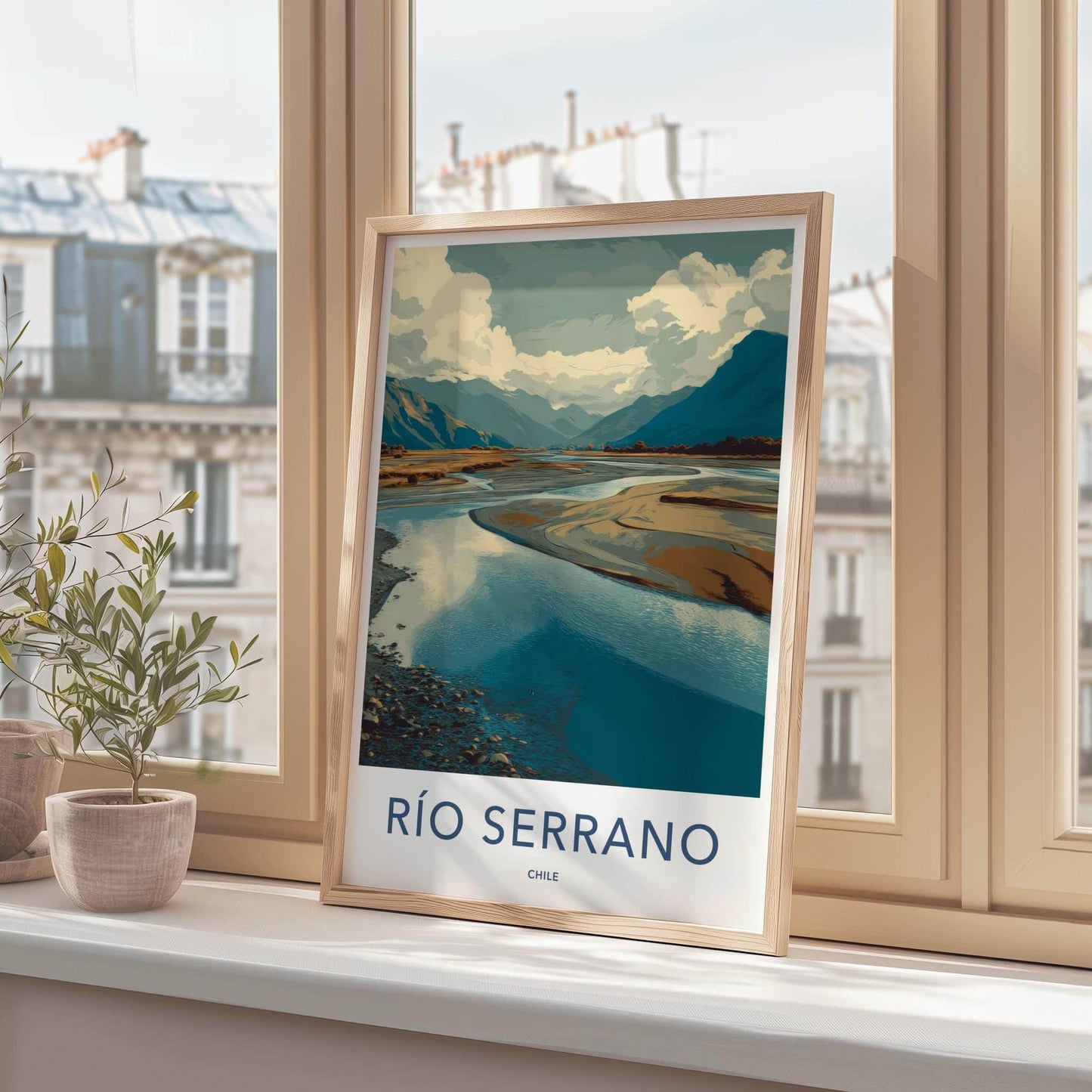 Rio Serrano Poster - Chile Travel Art - Winding River Landscape Wall Decor