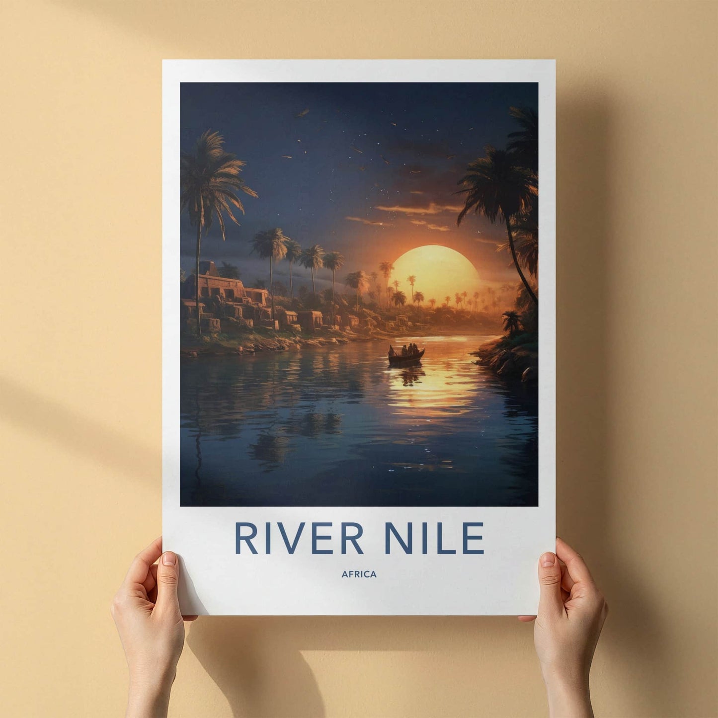 River Nile Poster - Africa Travel Art - Ancient River Sunset Home Decor