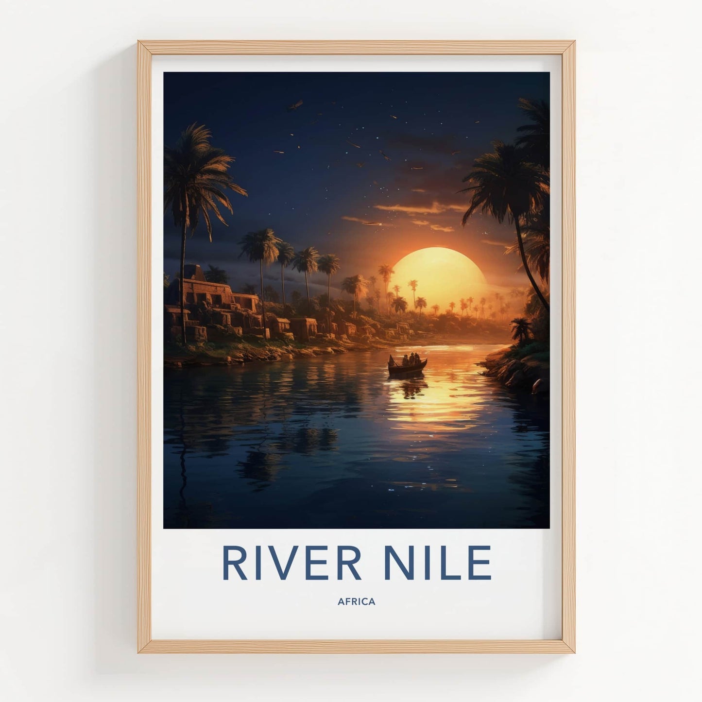 River Nile Poster - Africa Travel Art - Ancient River Sunset Home Decor