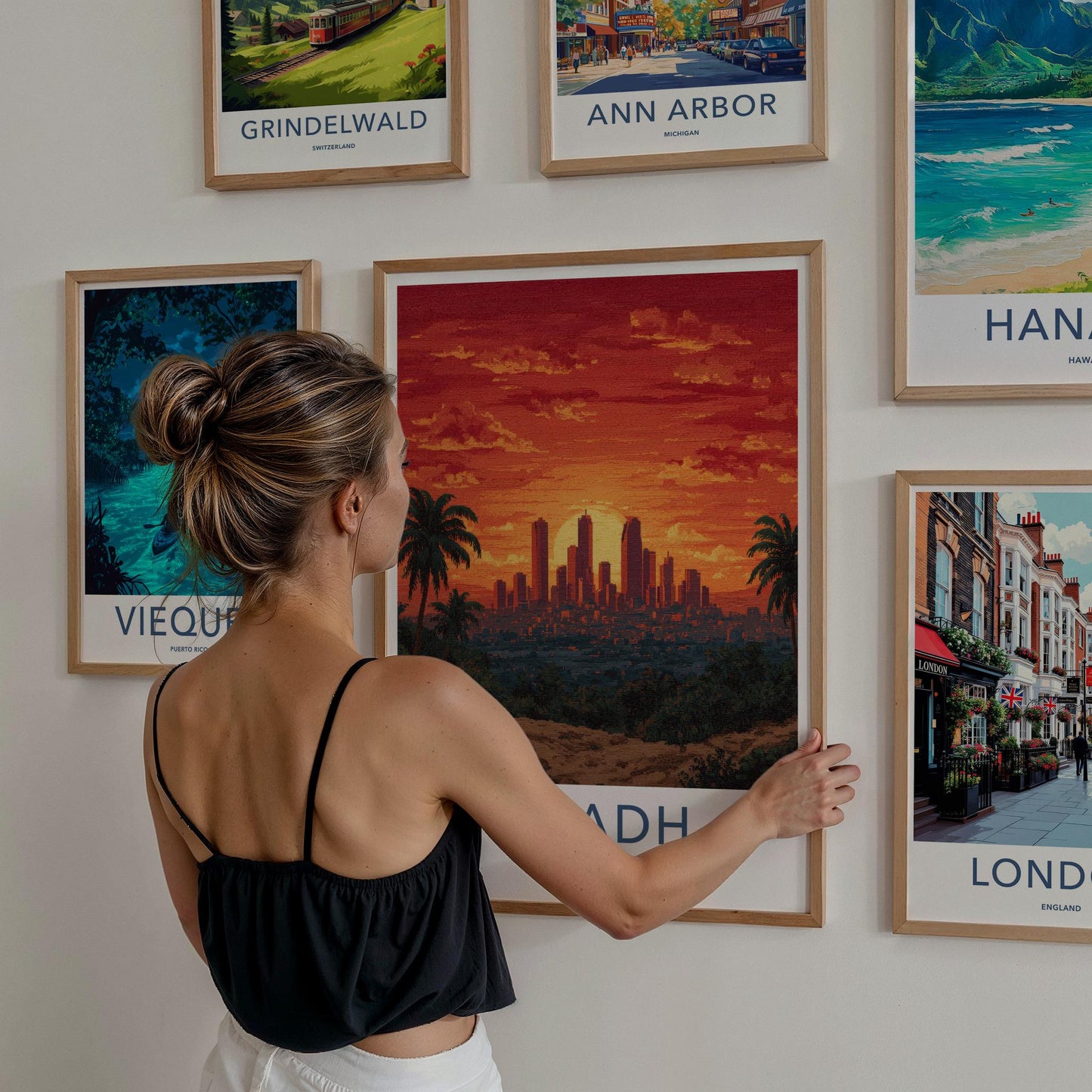 Riyadh Poster - Saudi Arabia Travel Art - City Sunset Palms Home Decor