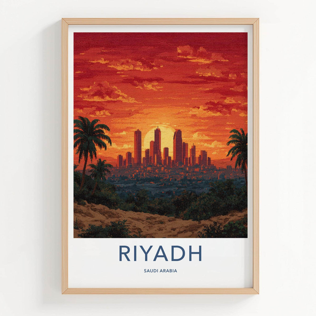 Riyadh Poster - Saudi Arabia Travel Art - City Sunset Palms Home Decor