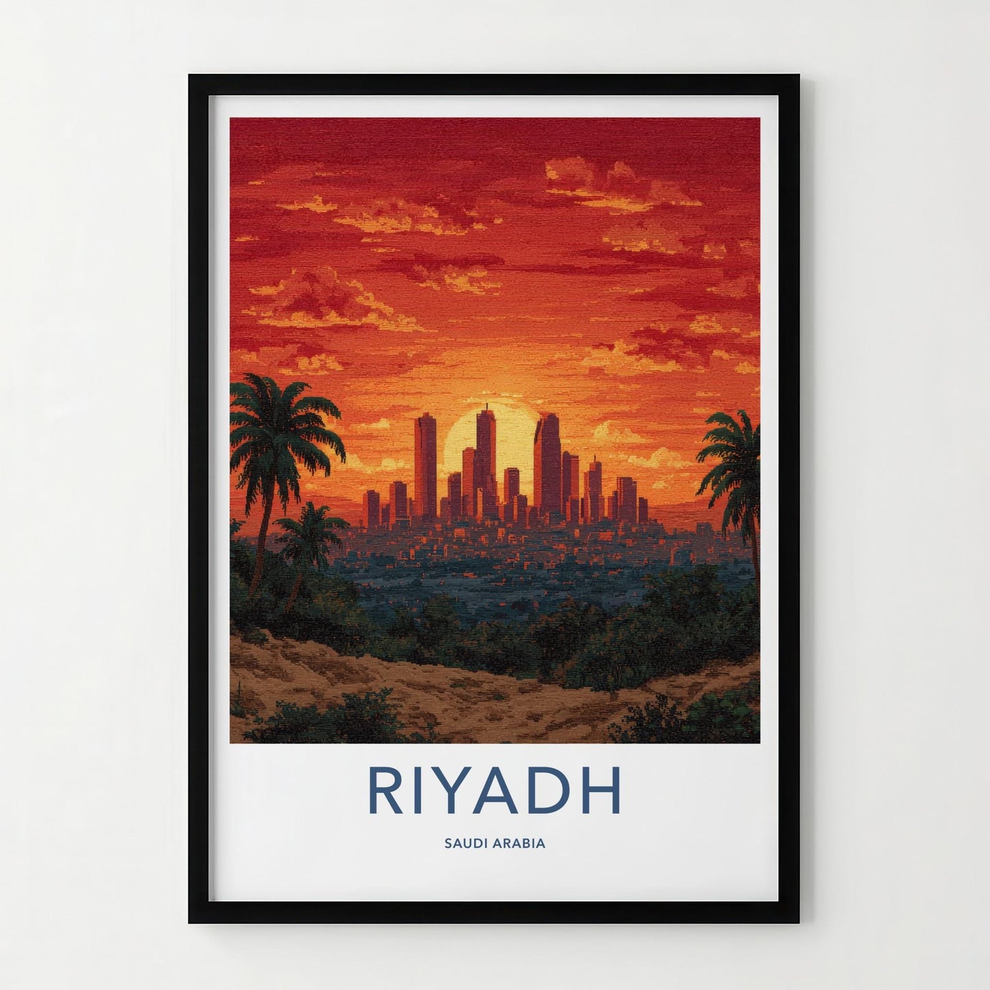 Riyadh Poster - Saudi Arabia Travel Art - City Sunset Palms Home Decor
