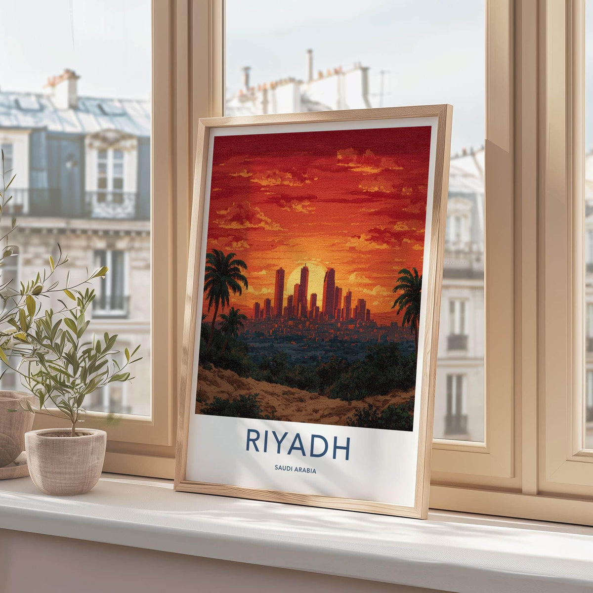 Riyadh Poster - Saudi Arabia Travel Art - City Sunset Palms Home Decor