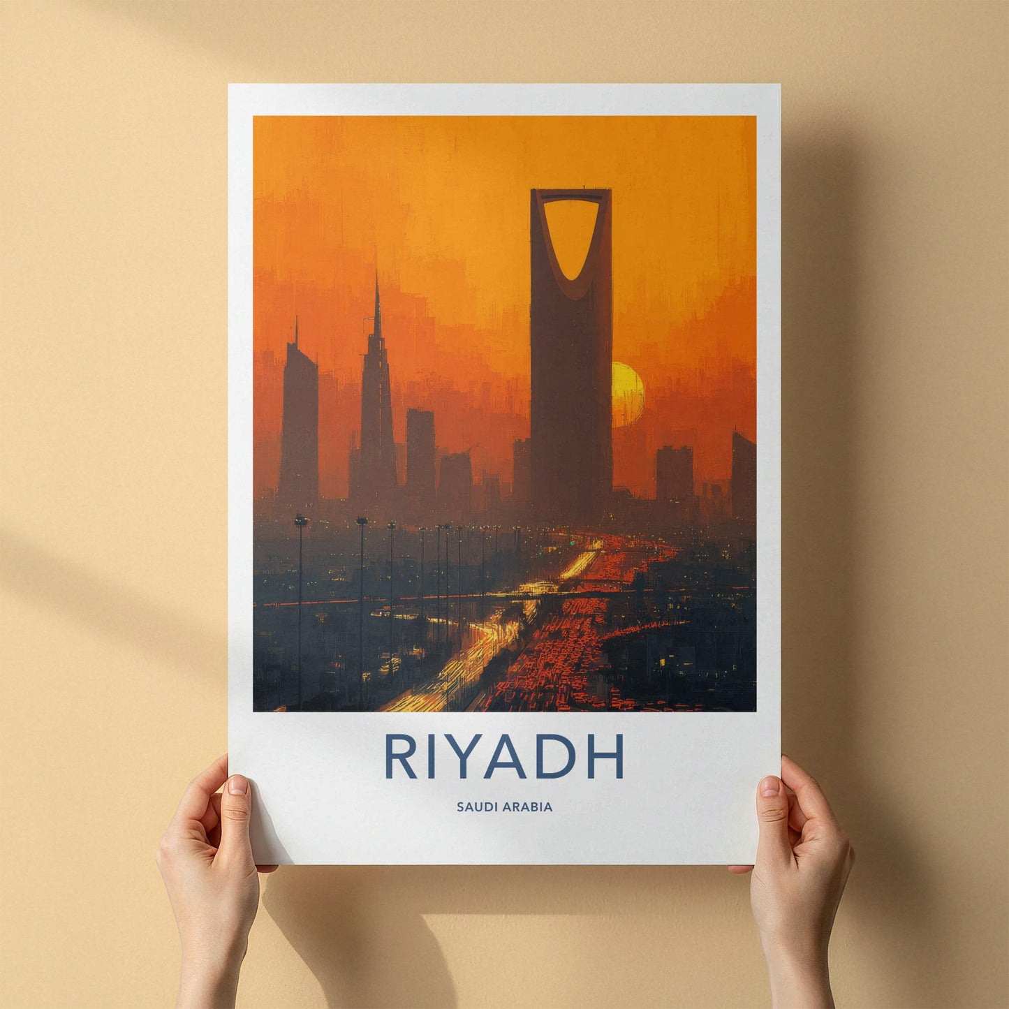 Riyadh Poster - Saudi Arabia Travel Art - Vibrant City Glow Home Decor