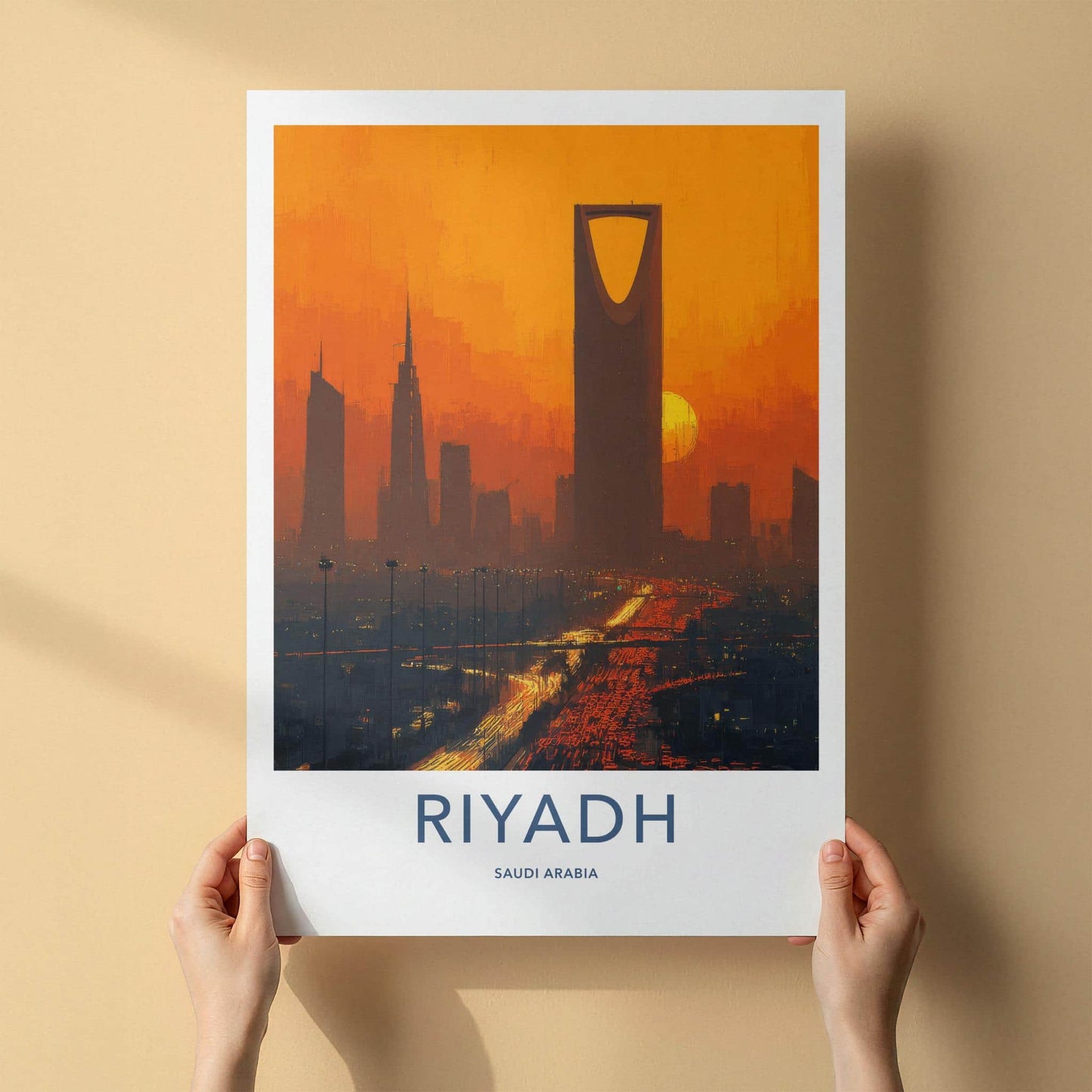 Riyadh Poster - Saudi Arabia Travel Art - Vibrant City Glow Home Decor