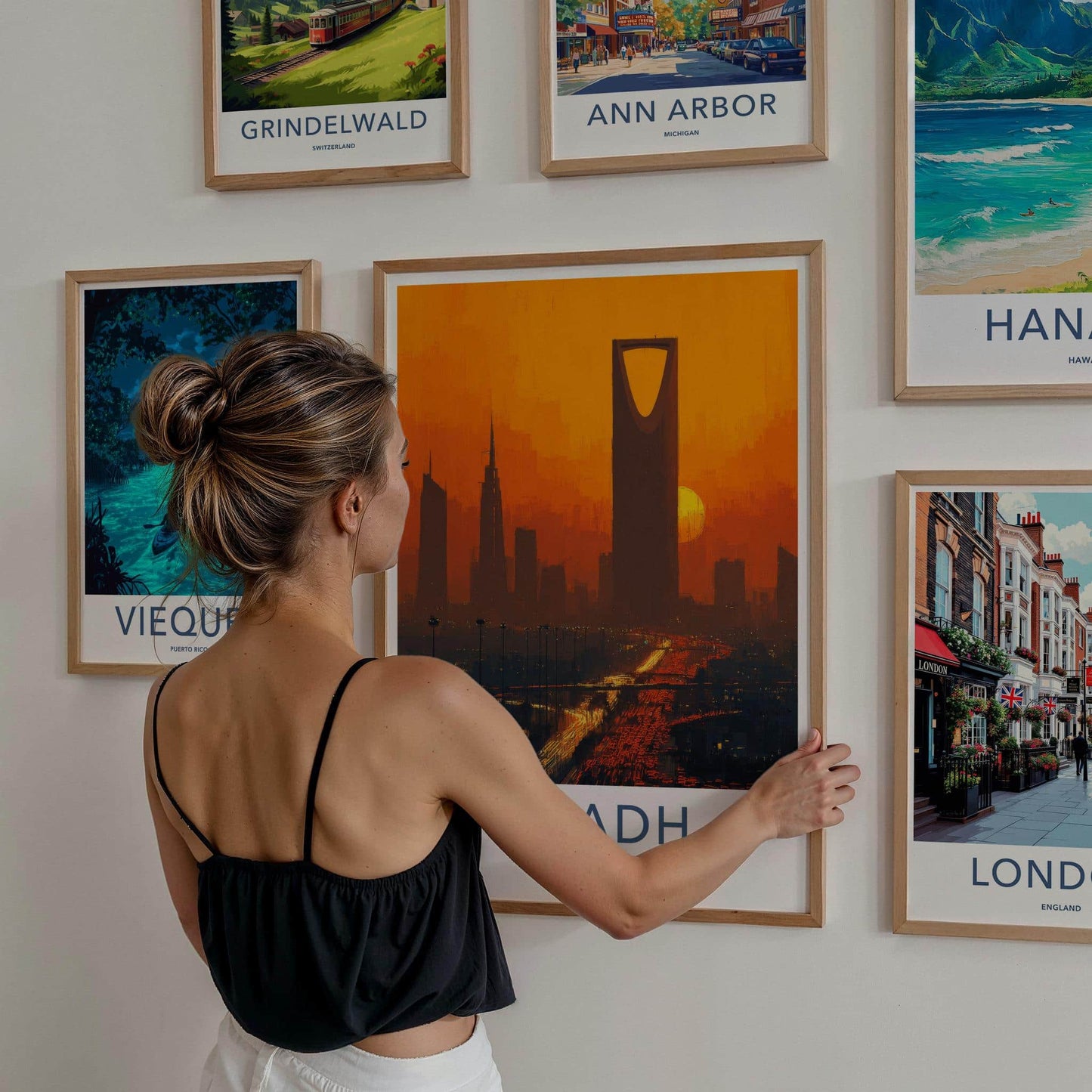 Riyadh Poster - Saudi Arabia Travel Art - Vibrant City Glow Home Decor
