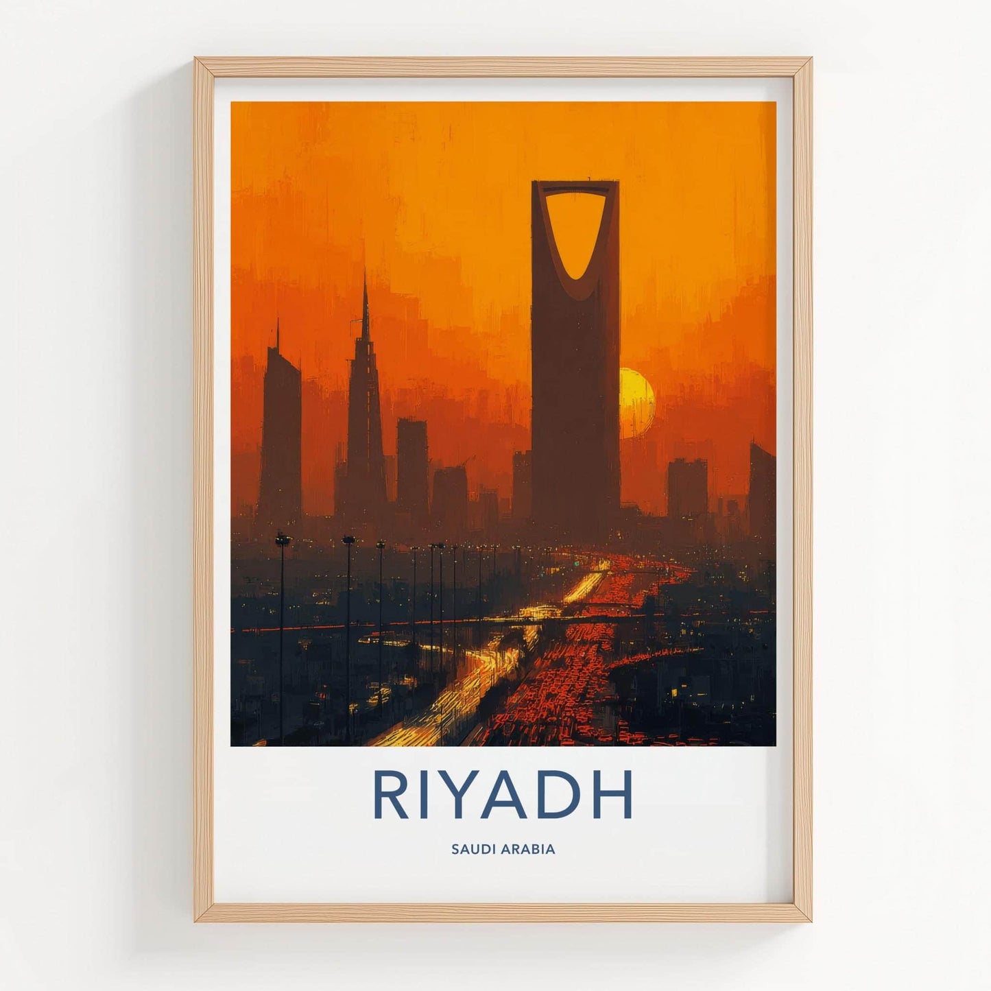 Riyadh Poster - Saudi Arabia Travel Art - Vibrant City Glow Home Decor