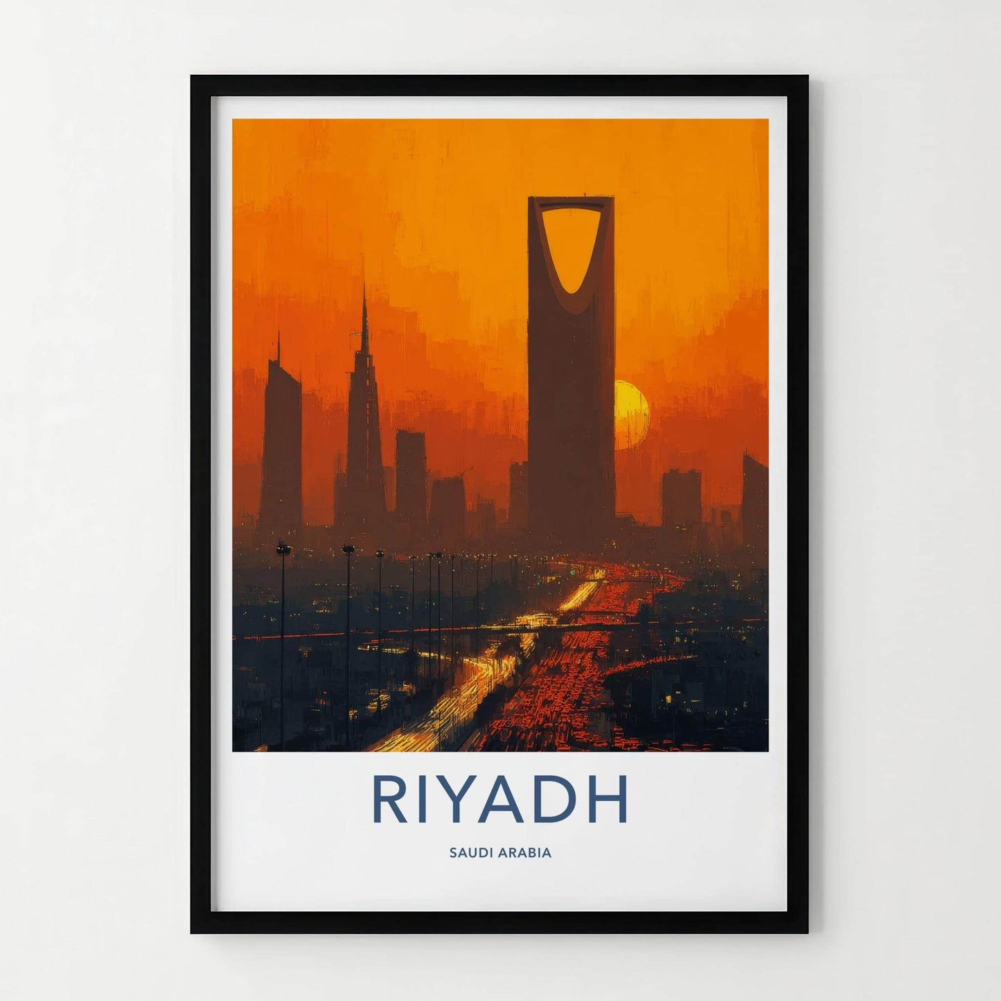 Riyadh Poster - Saudi Arabia Travel Art - Vibrant City Glow Home Decor