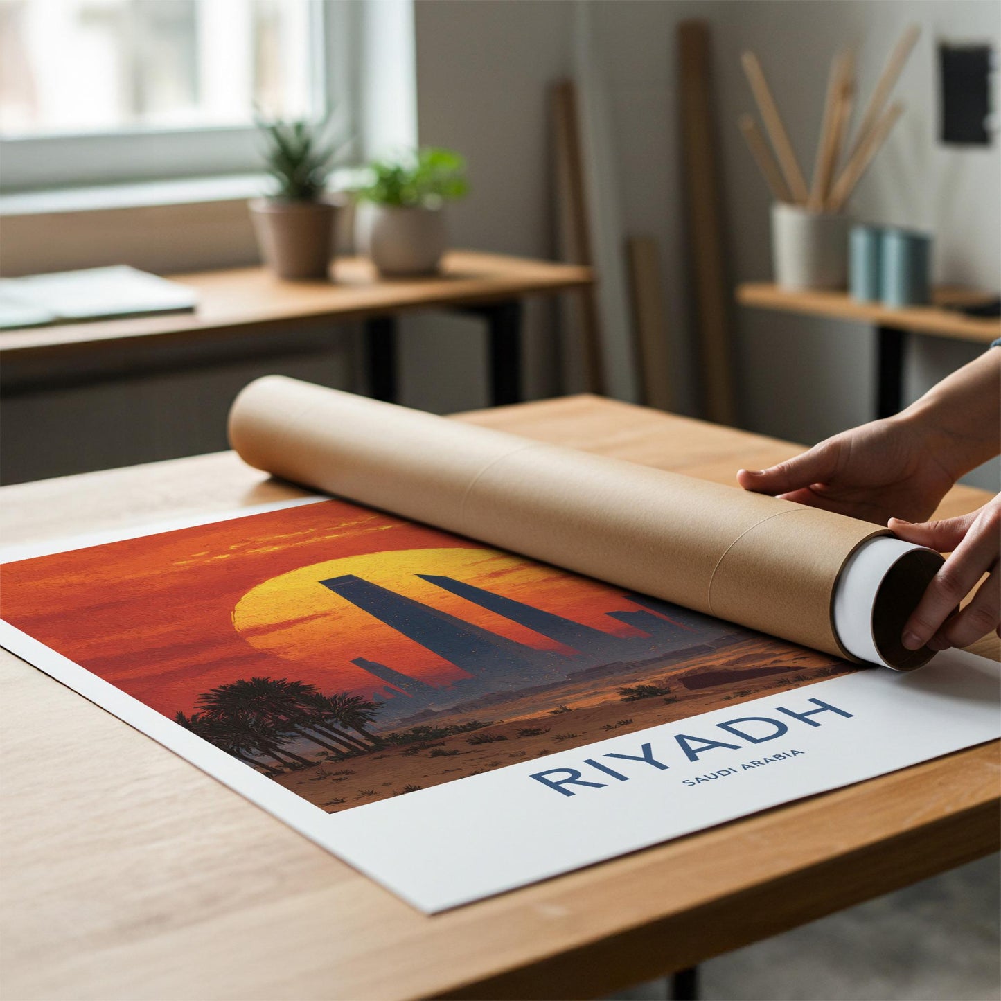 Riyadh Poster - Saudi Arabia Wall Art - Desert City Sunset Home Decor