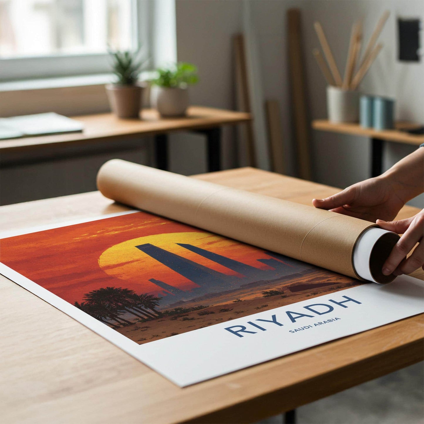 Riyadh Poster - Saudi Arabia Wall Art - Desert City Sunset Home Decor