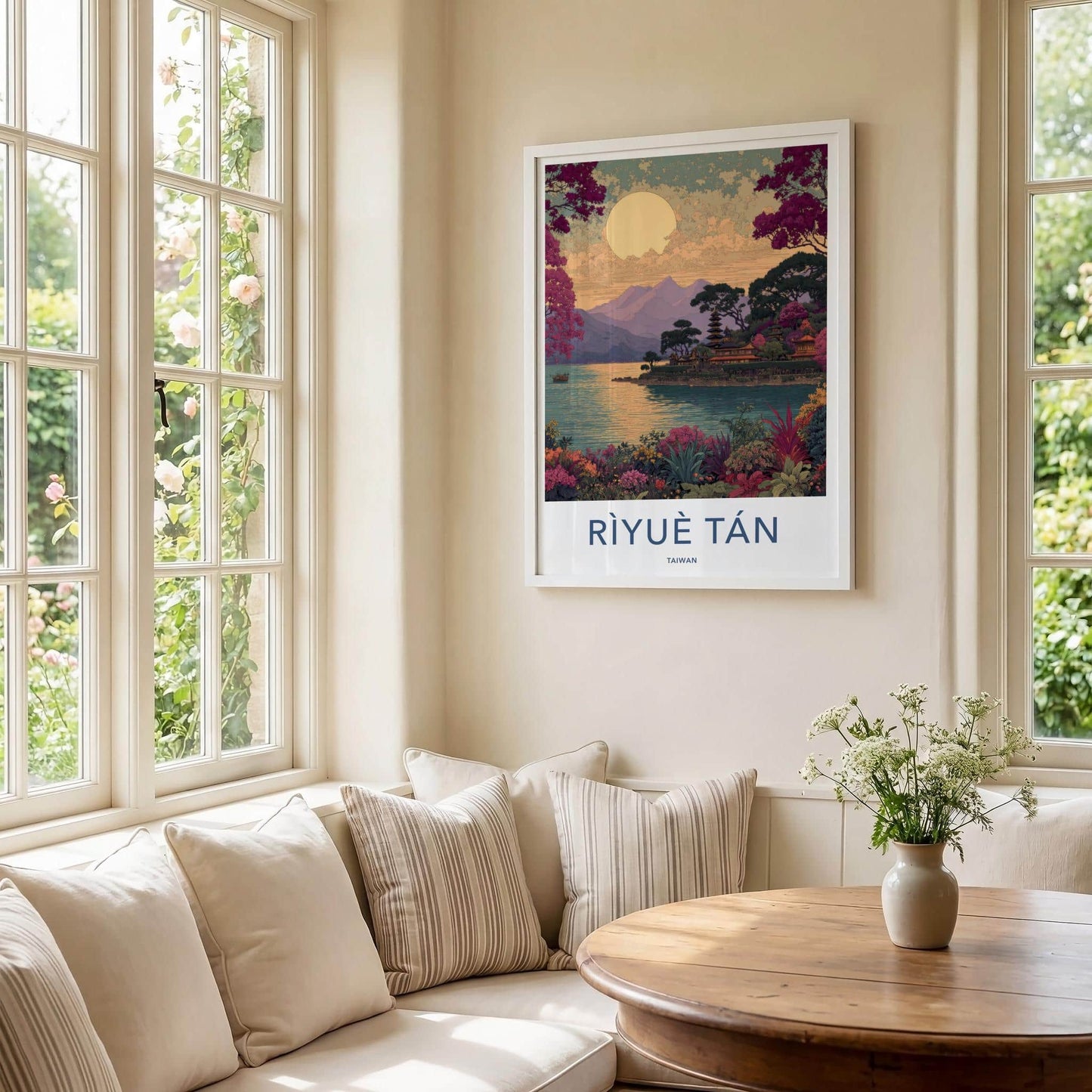 Riyue Tan Poster - Taiwan Travel Art - Island Temple Lake Wall Decor