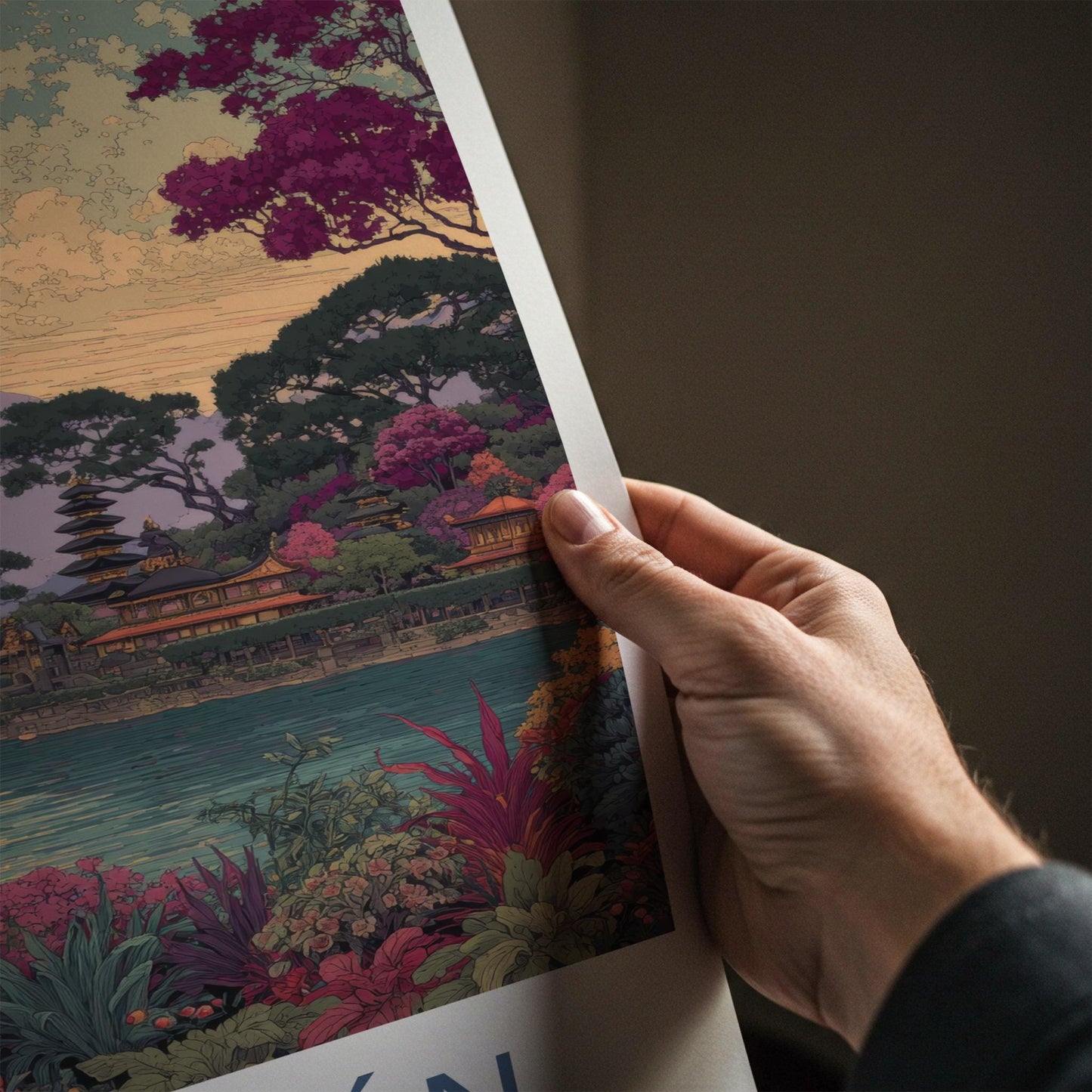 Riyue Tan Poster - Taiwan Travel Art - Island Temple Lake Wall Decor
