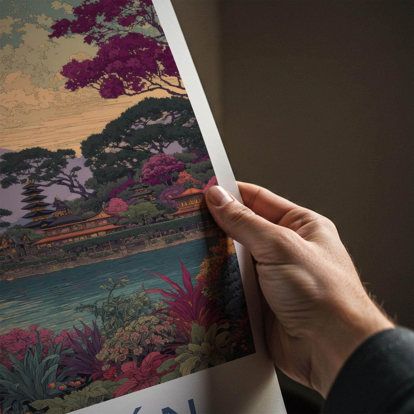 Riyue Tan Poster - Taiwan Travel Art - Island Temple Lake Wall Decor