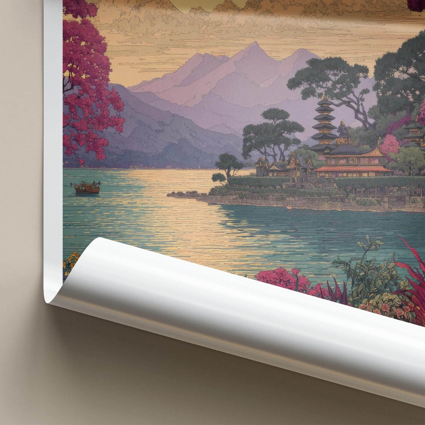 Riyue Tan Poster - Taiwan Travel Art - Island Temple Lake Wall Decor