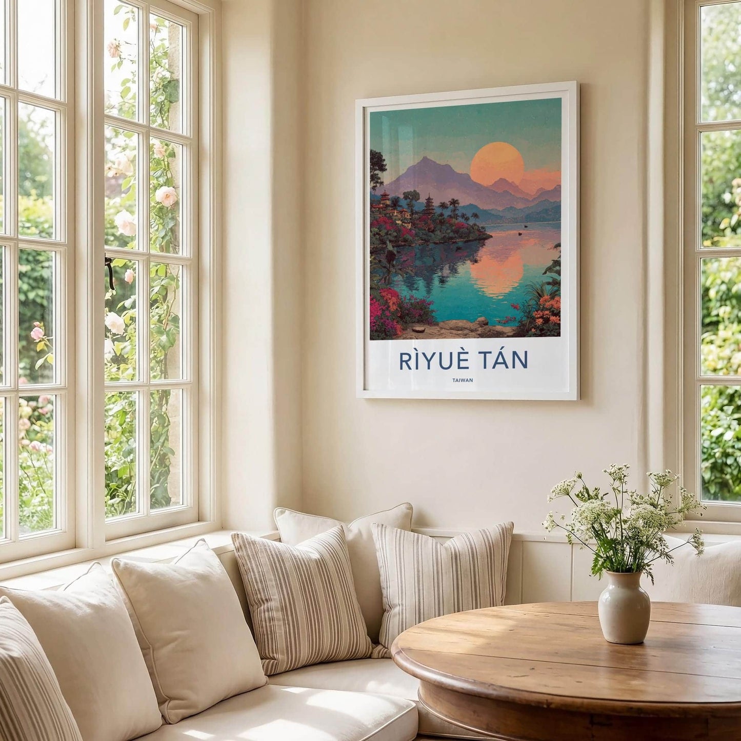 Riyue Tan Poster - Taiwan Wall Art - Pagoda Sunset Lake Home Decor