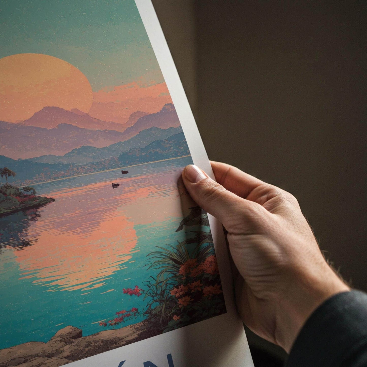 Riyue Tan Poster - Taiwan Wall Art - Pagoda Sunset Lake Home Decor