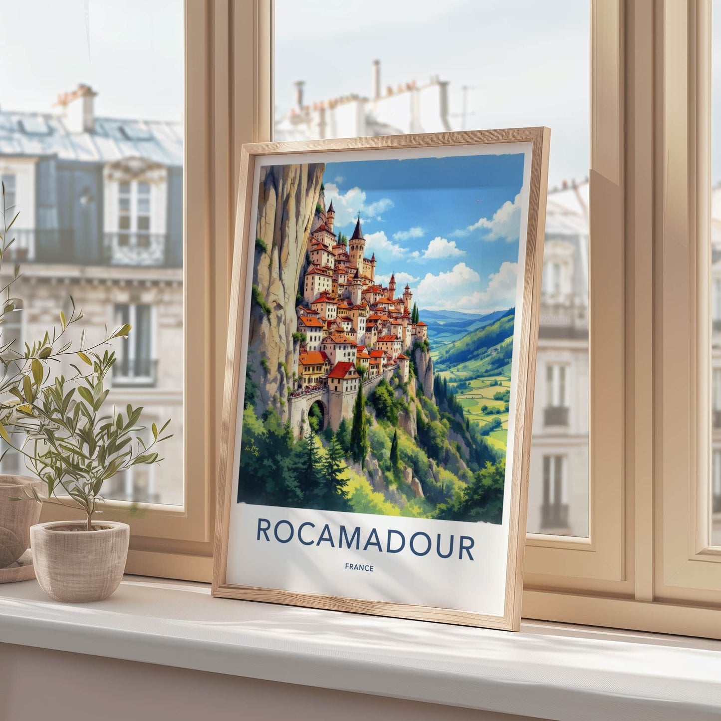 Rocamadour Poster - France Travel Art - Cliffside Village View Home Decor