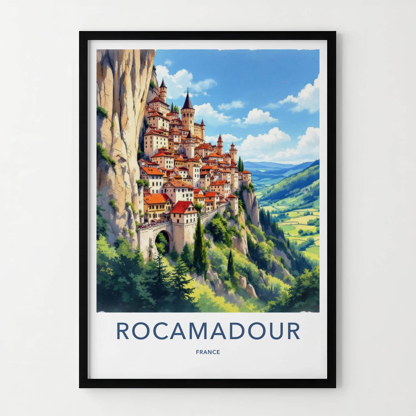 Rocamadour Poster - France Travel Art - Cliffside Village View Home Decor