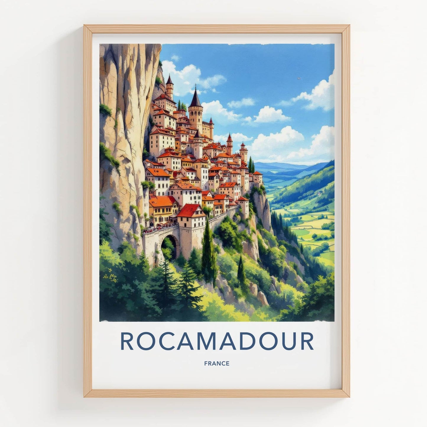 Rocamadour Poster - France Travel Art - Cliffside Village View Home Decor