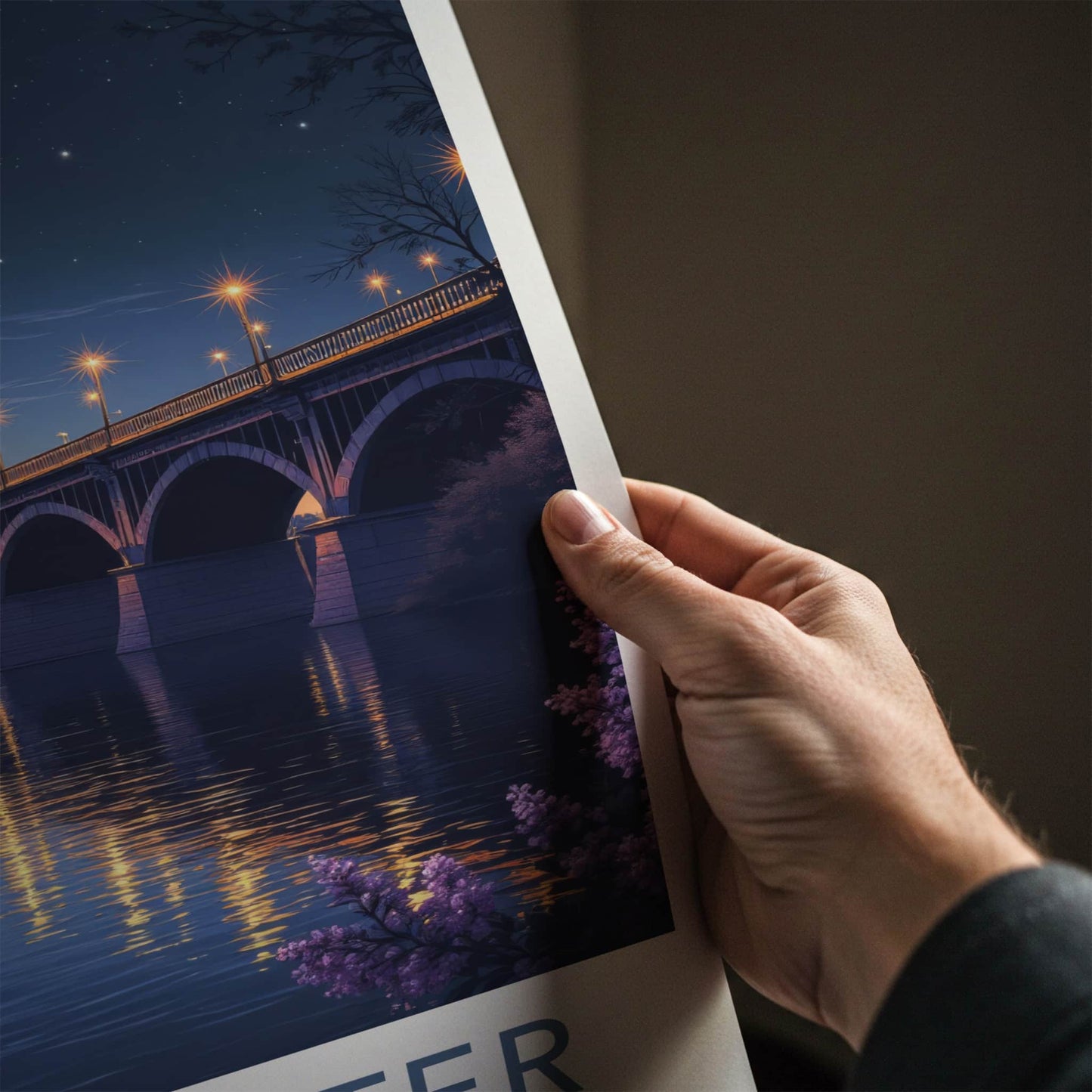 Rochester Poster - New York Art Print - Luminous Bridge Boats Wall Decor
