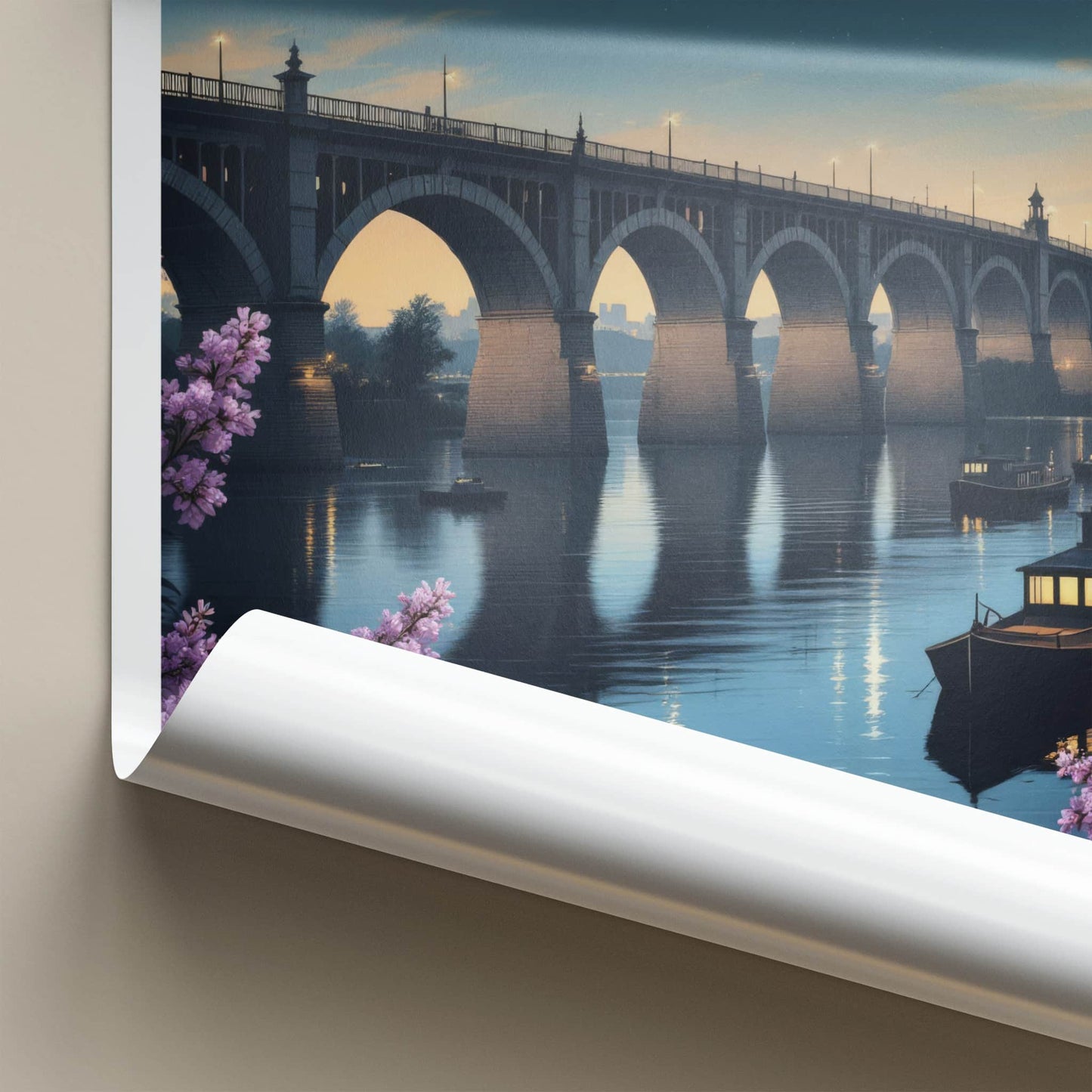 Rochester Poster - New York Travel Art - Arched Bridge Serene Wall Decor