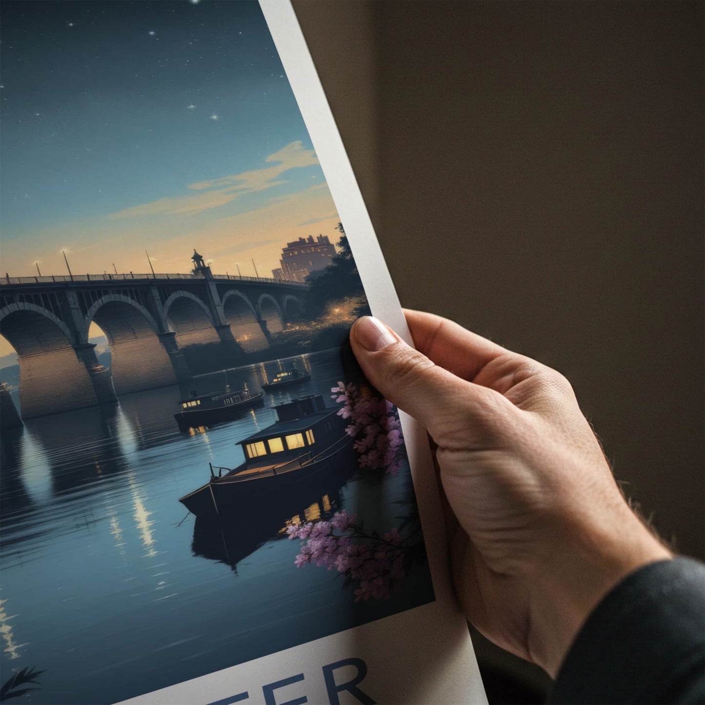Rochester Poster - New York Travel Art - Arched Bridge Serene Wall Decor