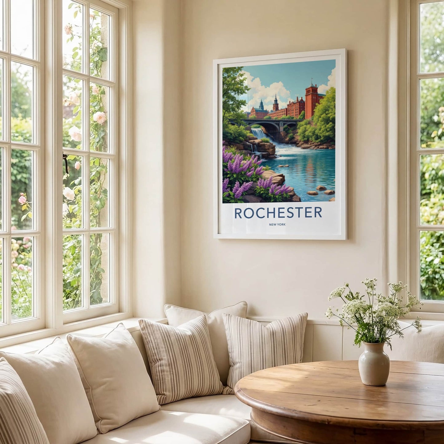 Rochester Poster - New York Travel Art - Historic River Falls Home Decor