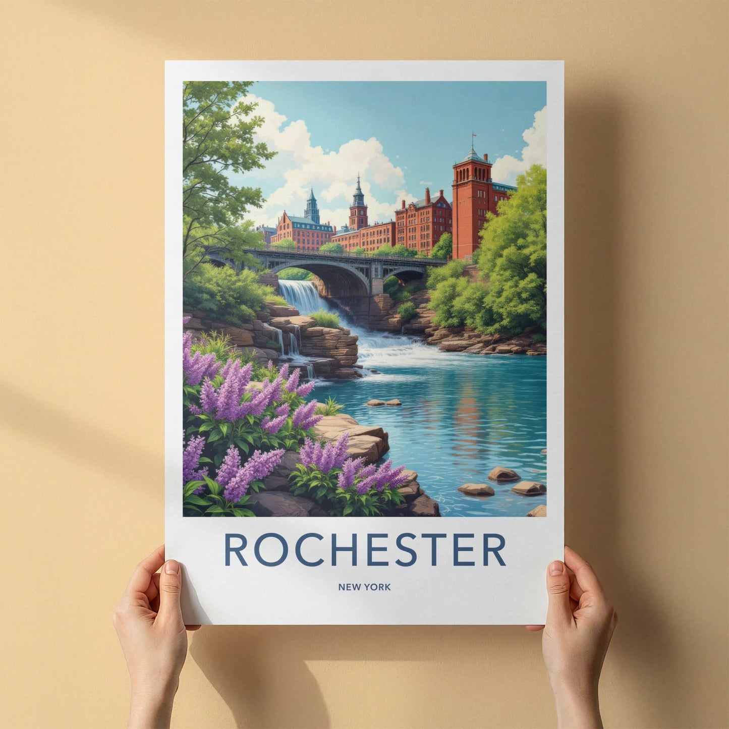 Rochester Poster - New York Travel Art - Historic River Falls Home Decor