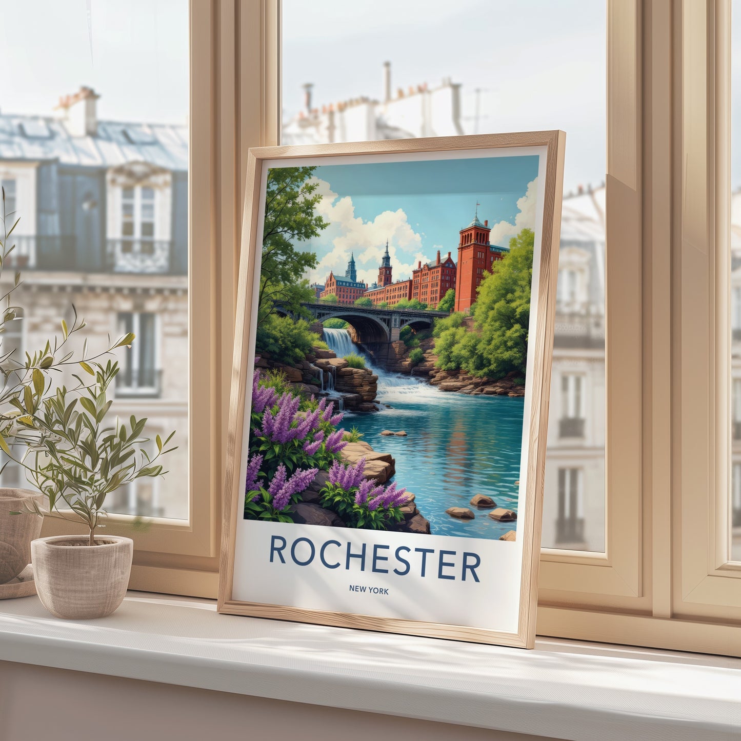 Rochester Poster - New York Travel Art - Historic River Falls Home Decor
