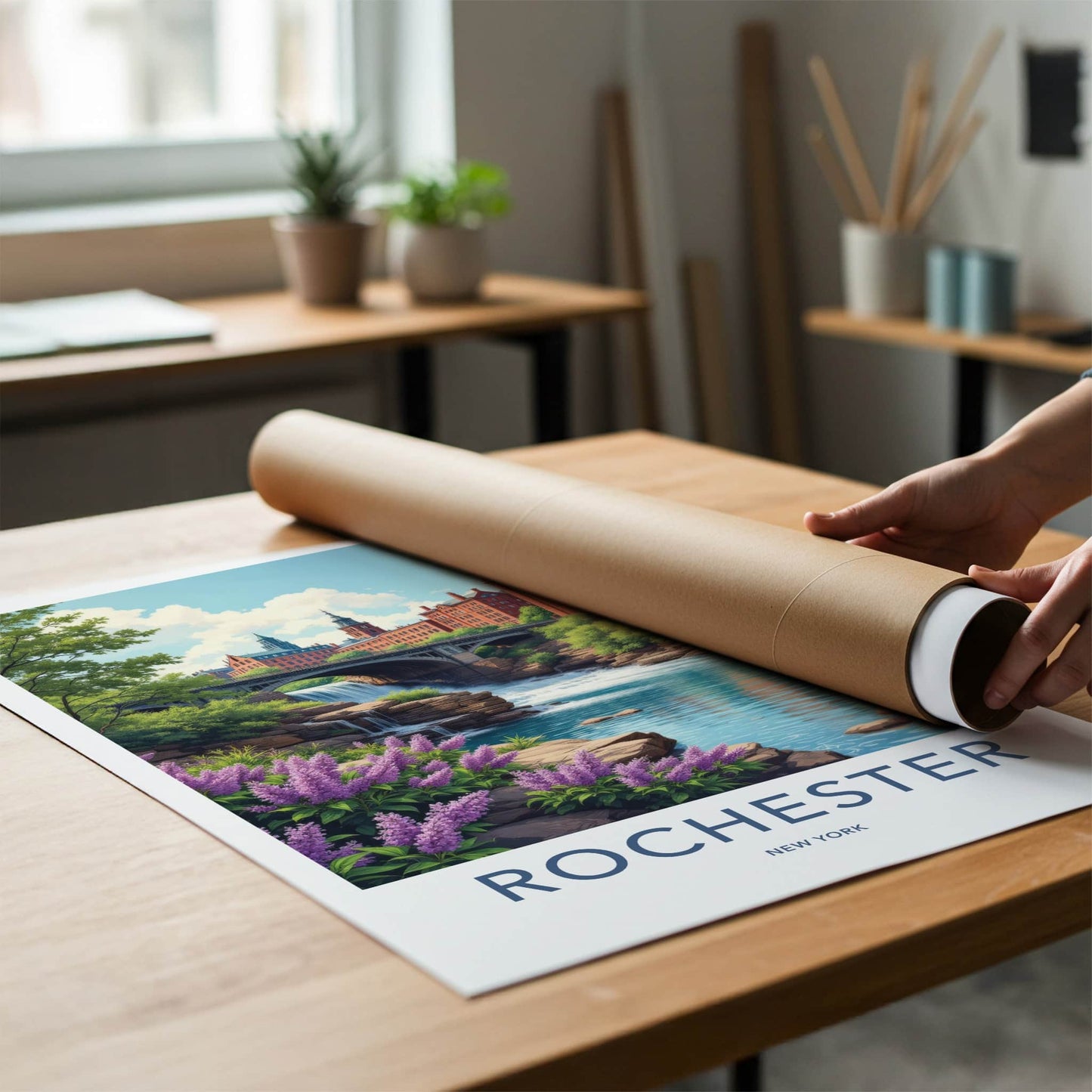 Rochester Poster - New York Travel Art - Historic River Falls Home Decor