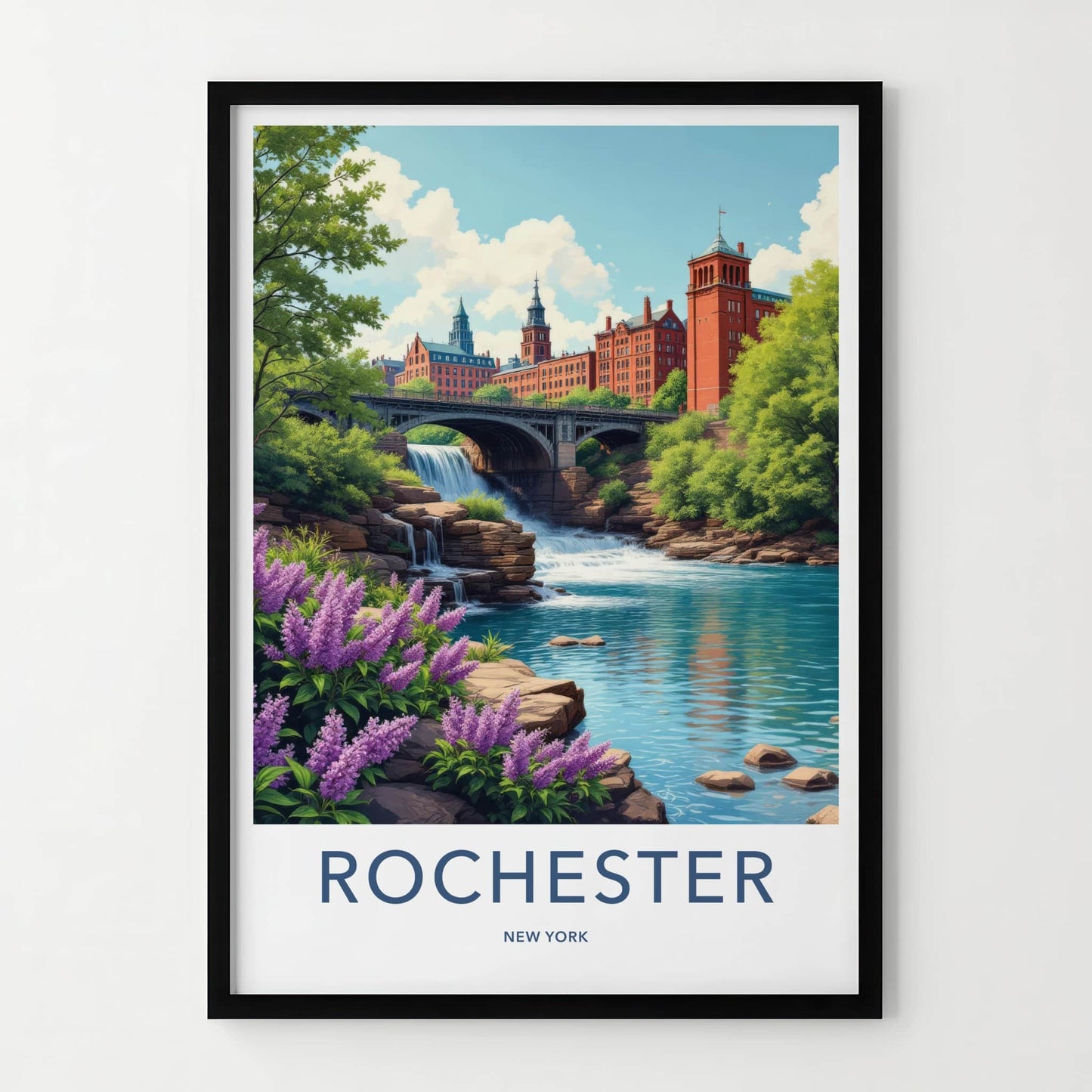 Rochester Poster - New York Travel Art - Historic River Falls Home Decor