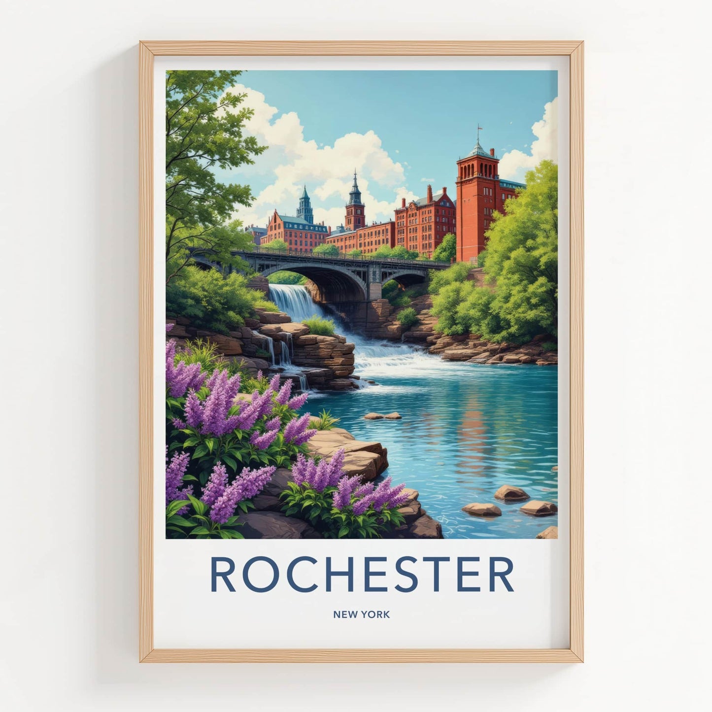 Rochester Poster - New York Travel Art - Historic River Falls Home Decor