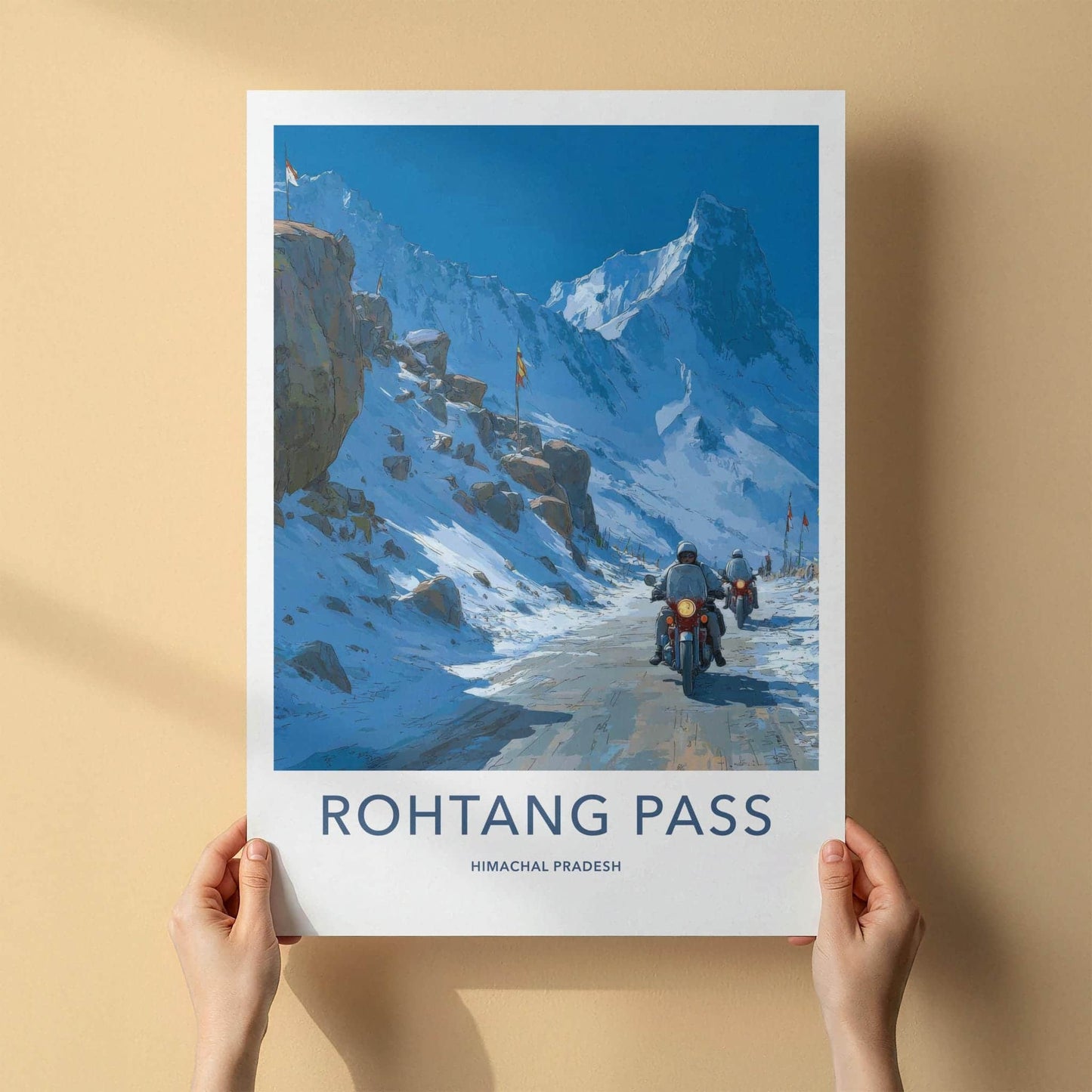 Rohtang Pass Poster - India Art Print - Himachal Pradesh Bikers Wall Decor