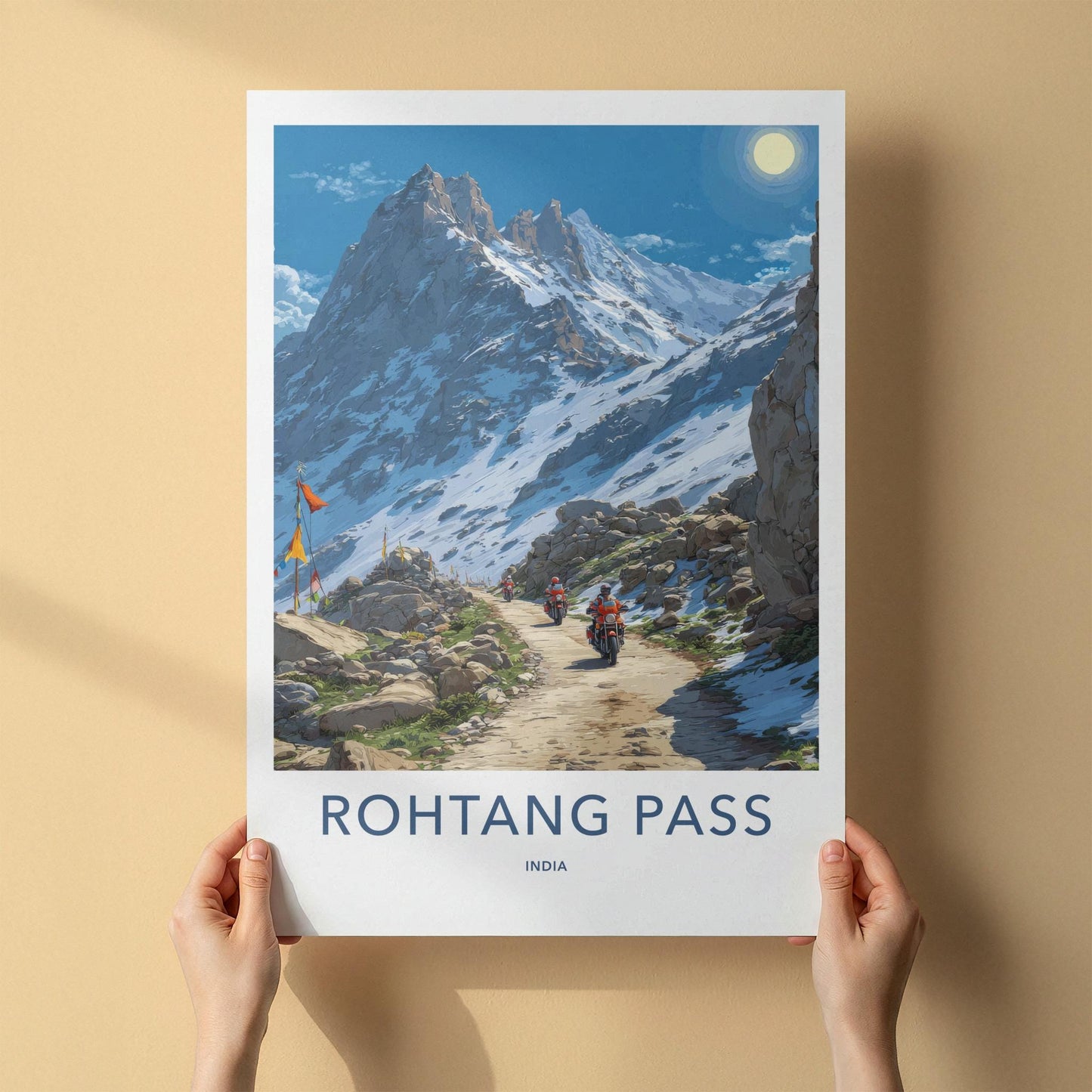 Rohtang Pass Poster - India Travel Art - Himachal Pradesh Snowy Road Trip Home Decor
