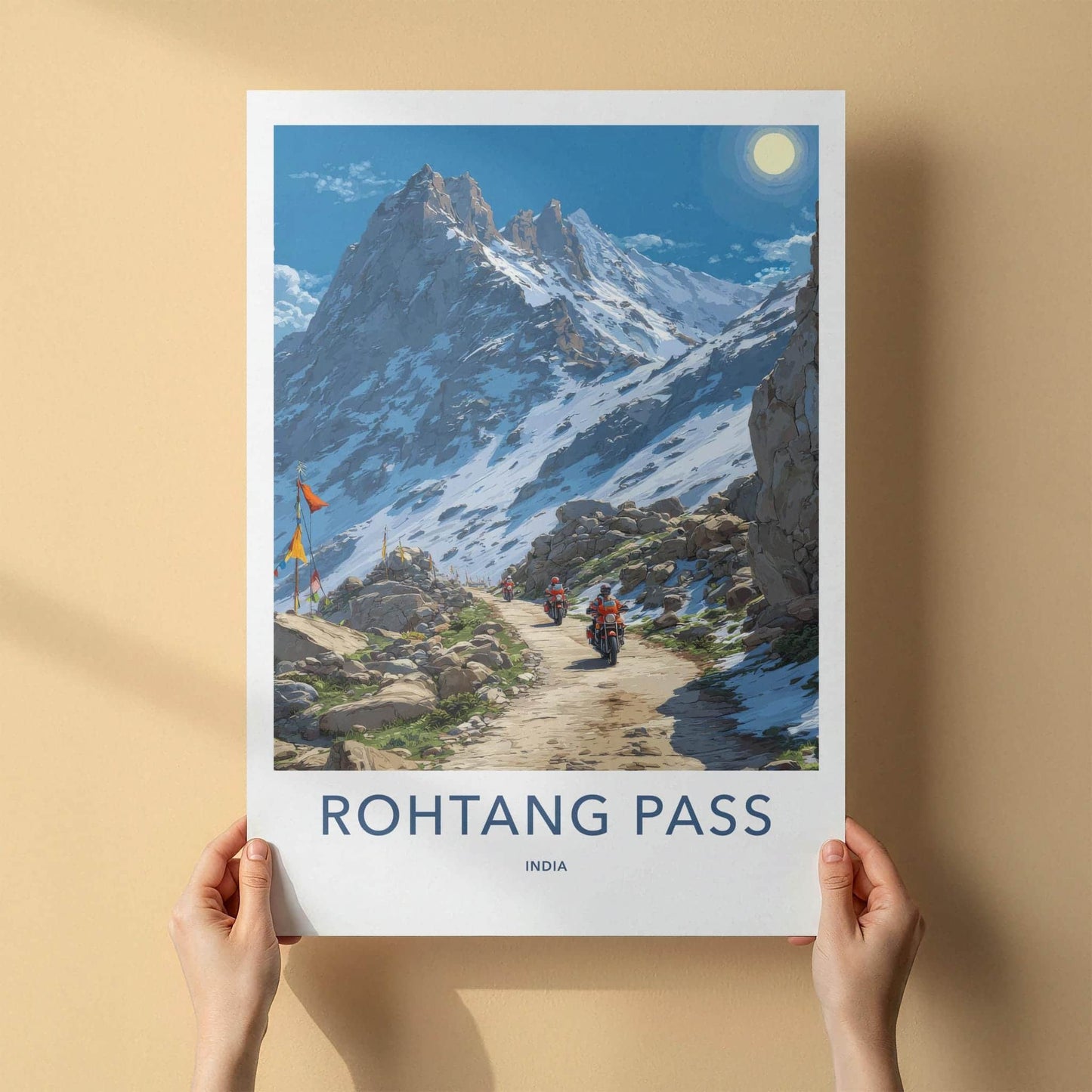 Rohtang Pass Poster - India Travel Art - Himachal Pradesh Snowy Road Trip Home Decor