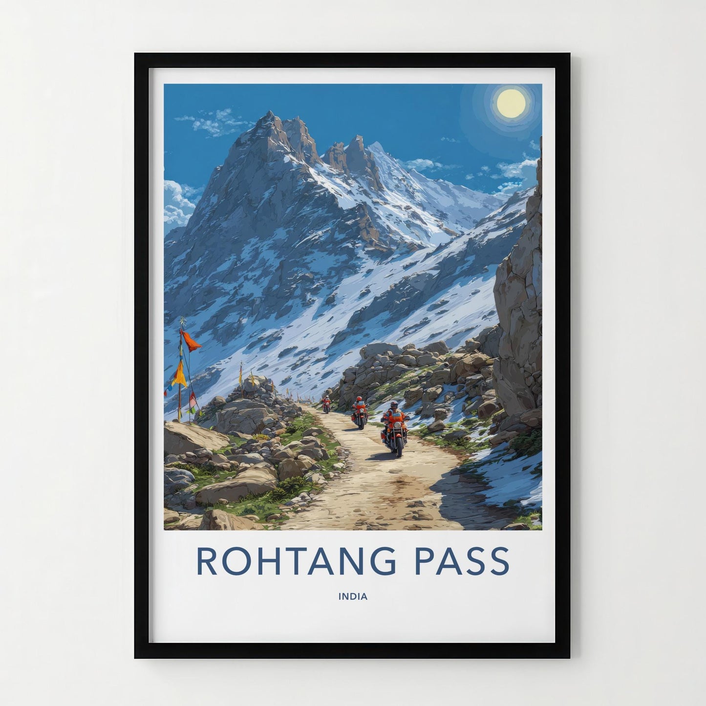 Rohtang Pass Poster - India Travel Art - Himachal Pradesh Snowy Road Trip Home Decor