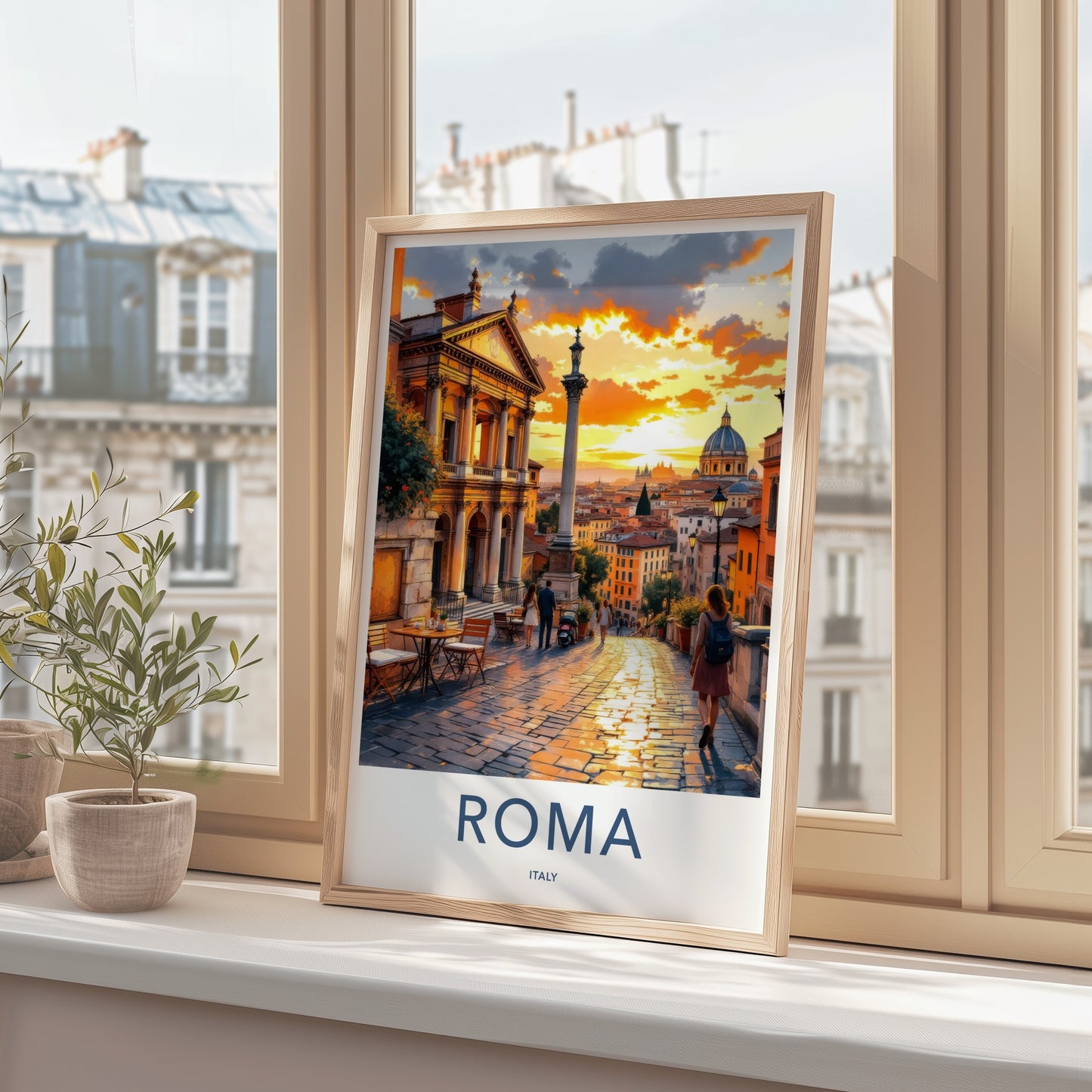 Roma Poster - Italy Travel Print - Warm Sunset Europe Home Decor
