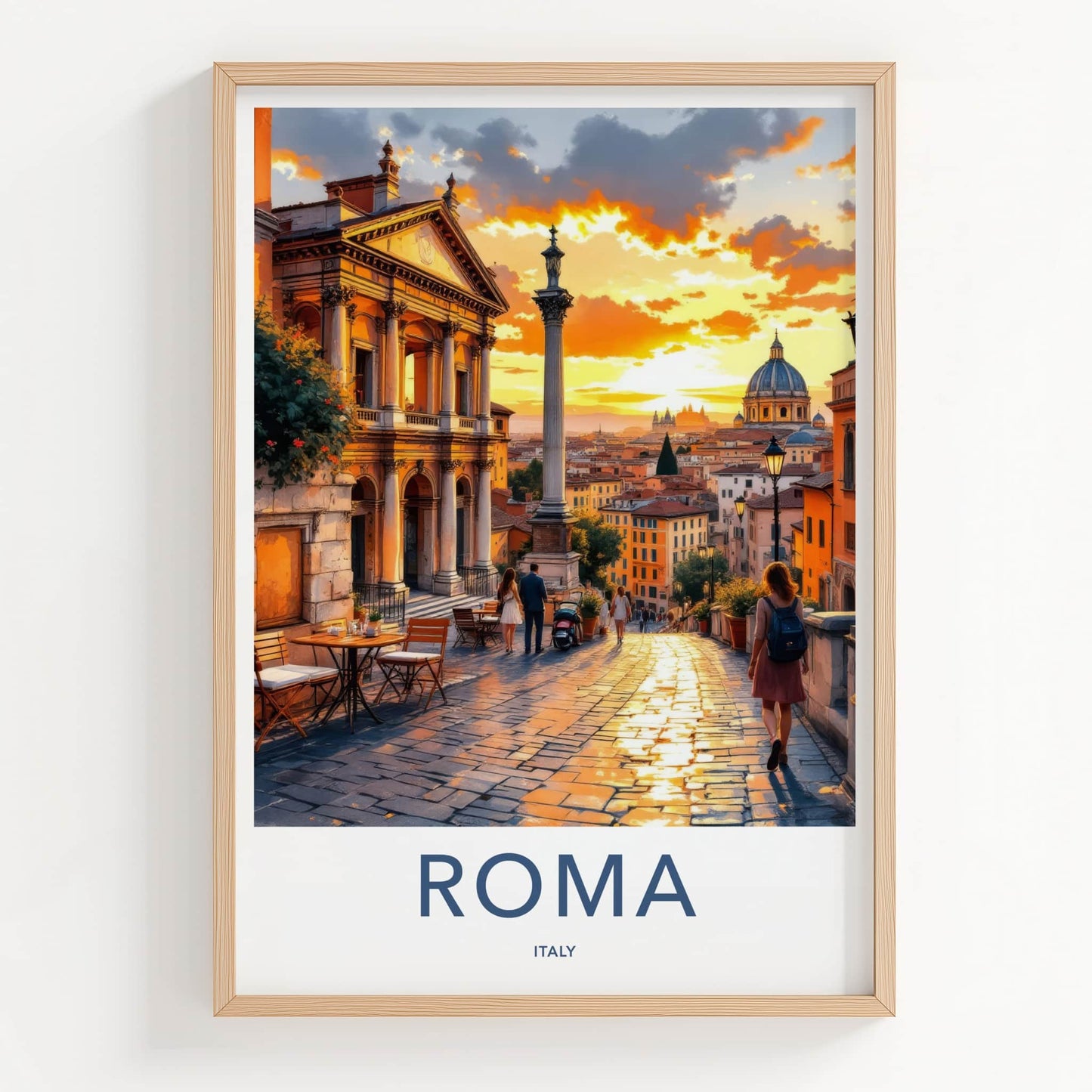 Roma Poster - Italy Travel Print - Warm Sunset Europe Home Decor