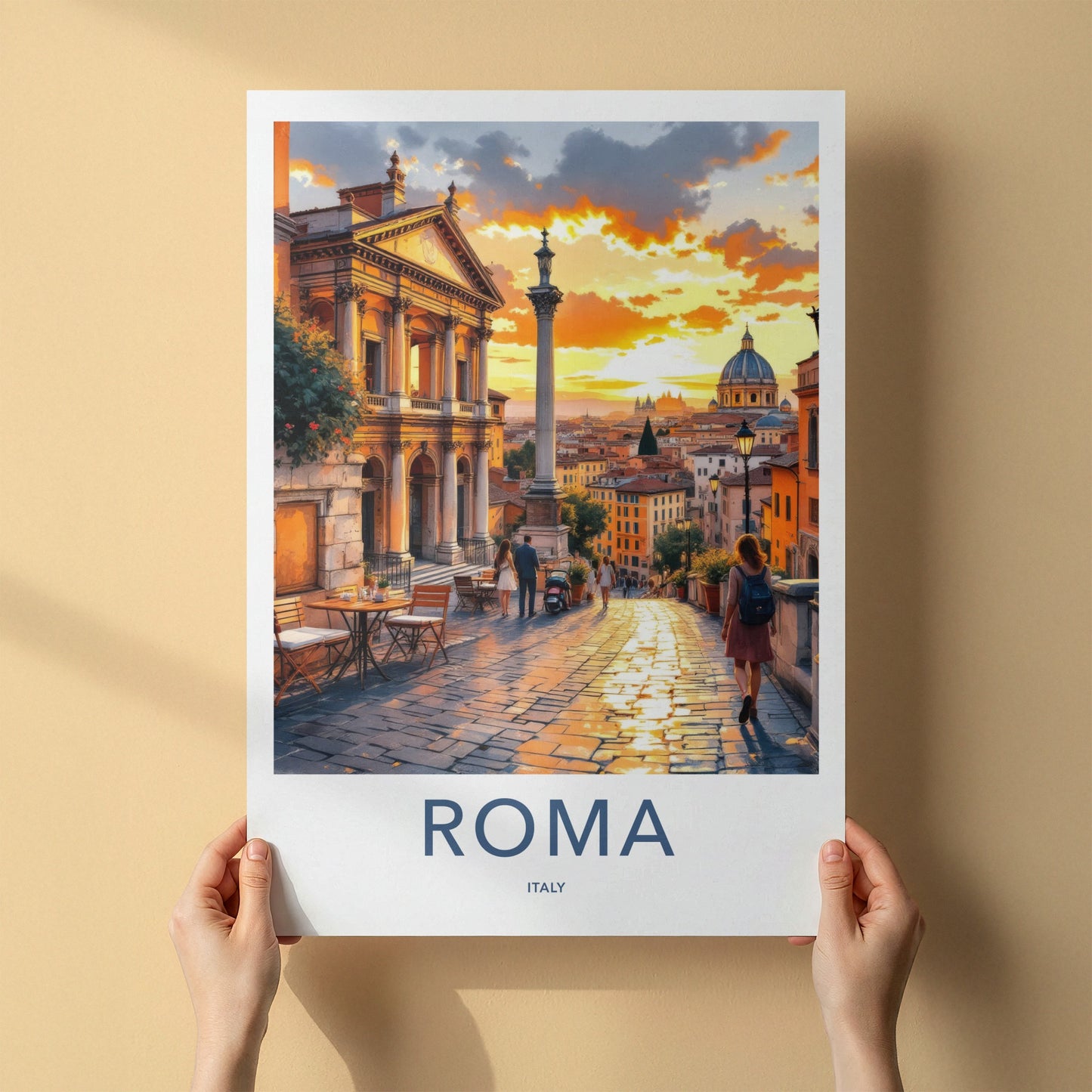 Roma Poster - Italy Travel Print - Warm Sunset Europe Home Decor