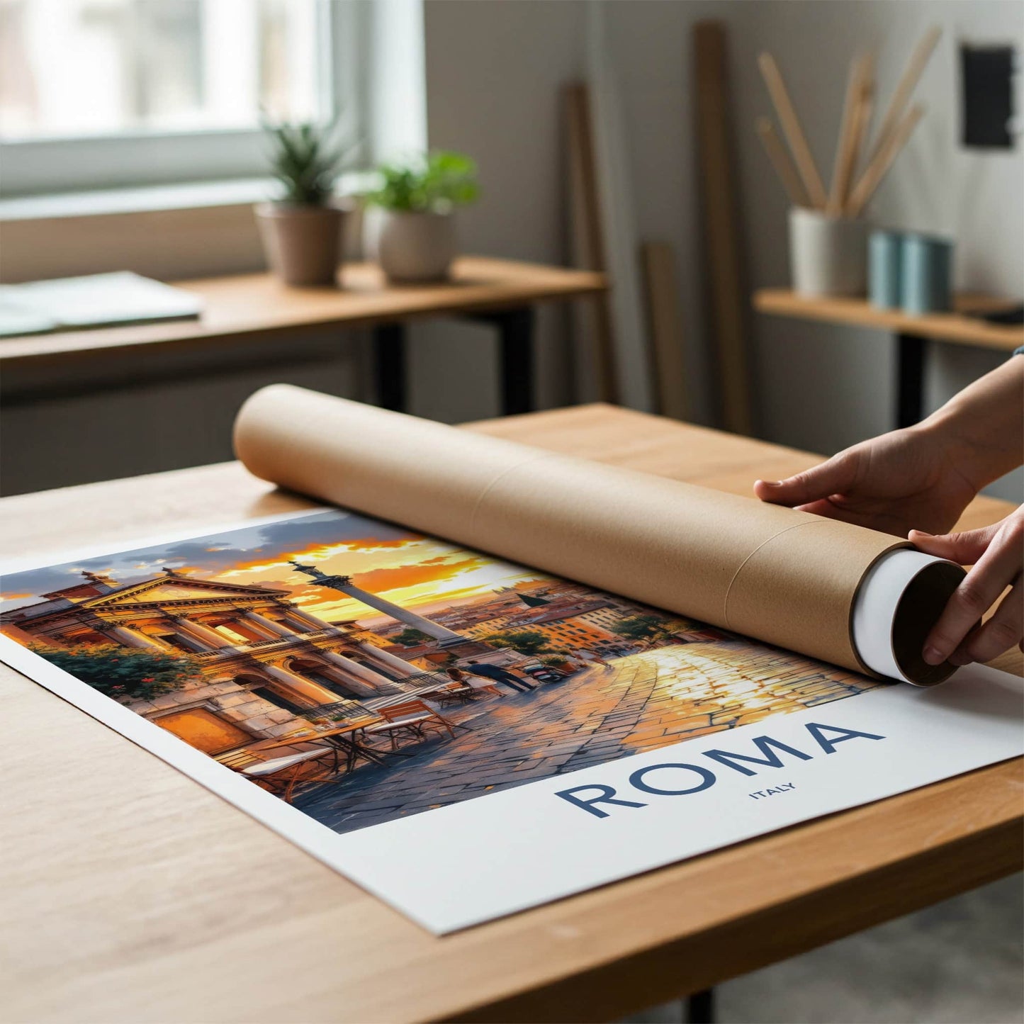 Roma Poster - Italy Travel Print - Warm Sunset Europe Home Decor