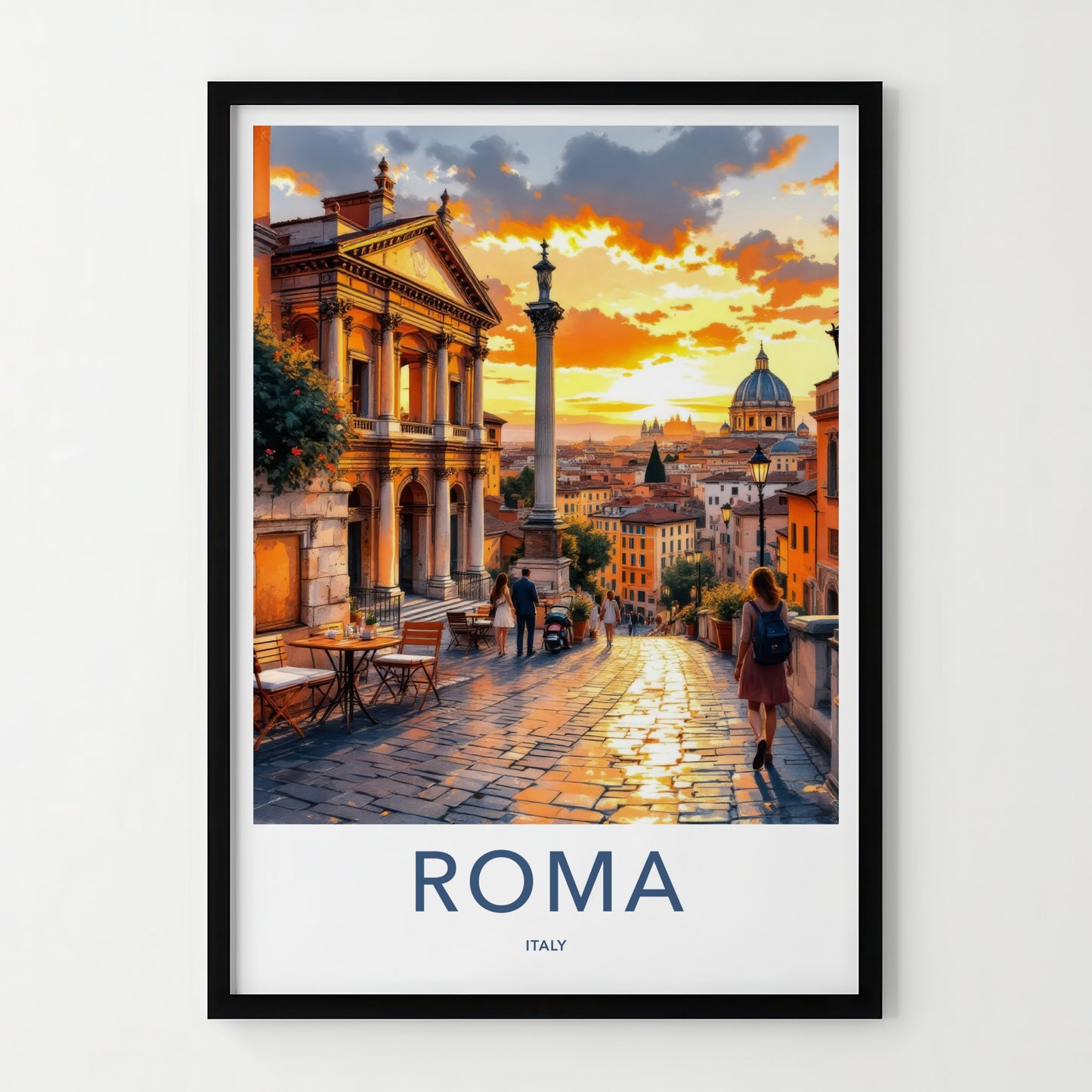 Roma Poster - Italy Travel Print - Warm Sunset Europe Home Decor