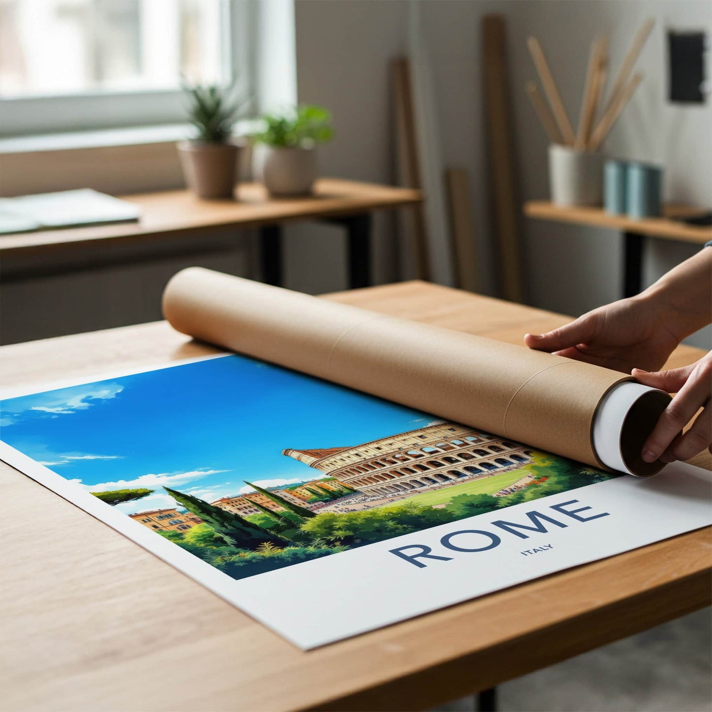 Rome Poster - Italy Travel Art - Ancient Roman Colosseum Home Decor