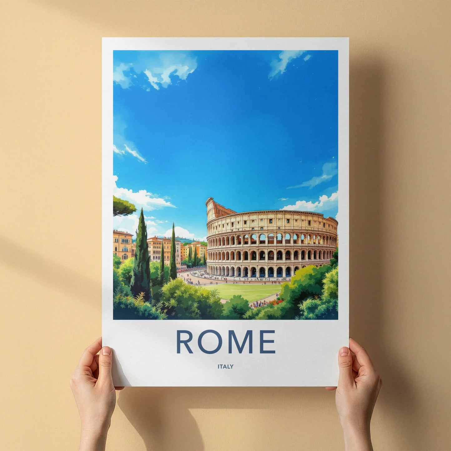 Rome Poster - Italy Travel Art - Ancient Roman Colosseum Home Decor