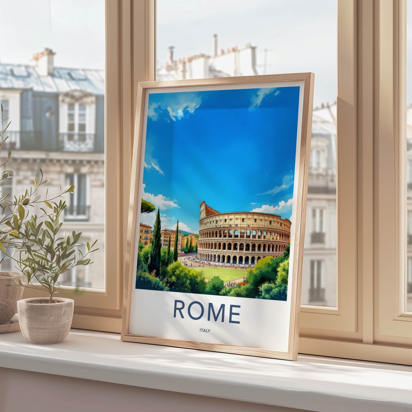 Rome Poster - Italy Travel Art - Ancient Roman Colosseum Home Decor