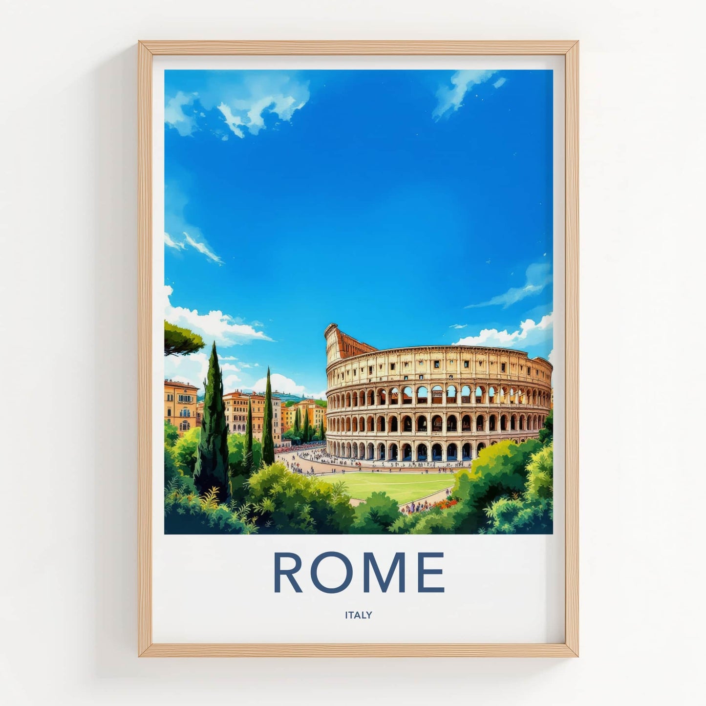 Rome Poster - Italy Travel Art - Ancient Roman Colosseum Home Decor